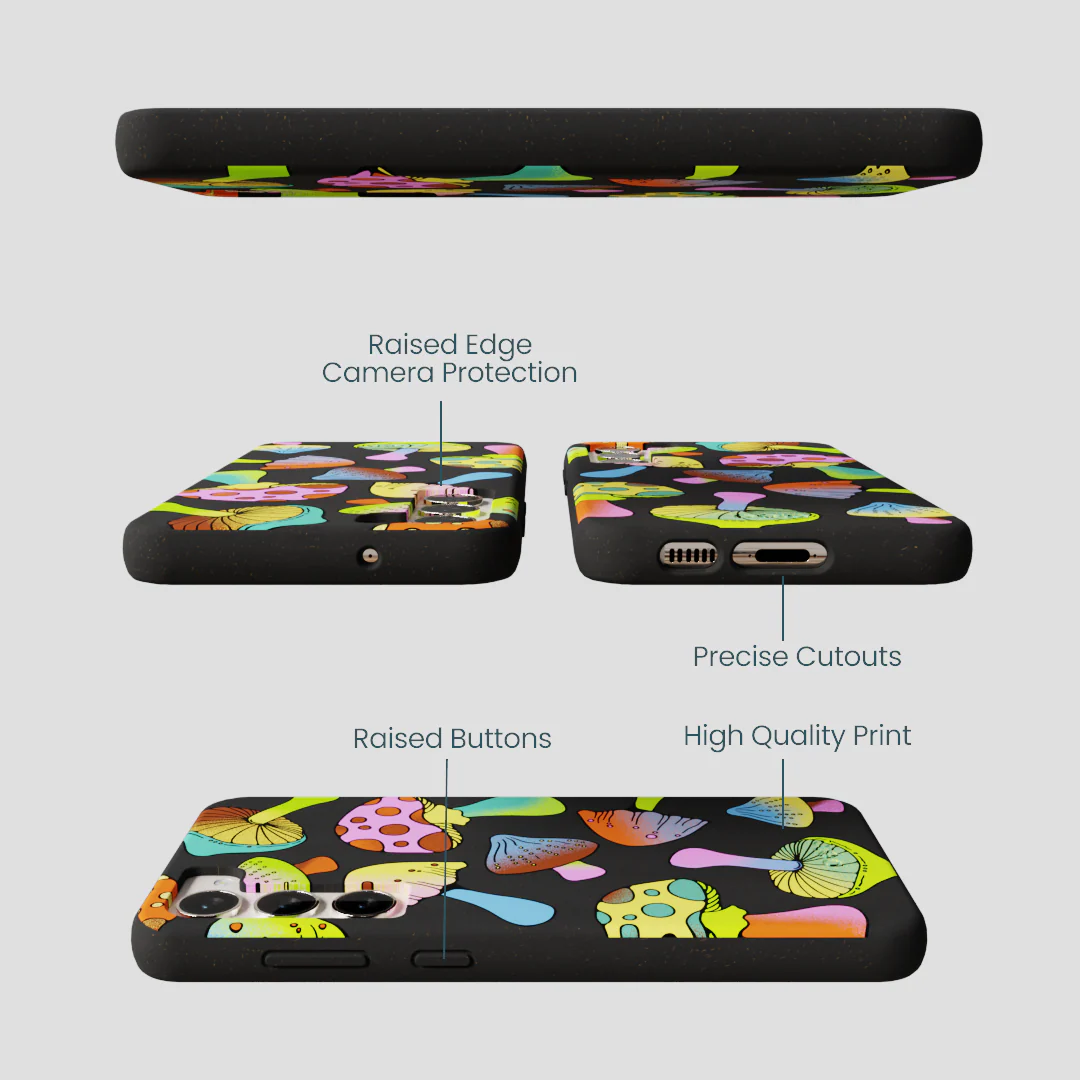 Black Mushroom Party Samsung Galaxy S23+(Plus) Case