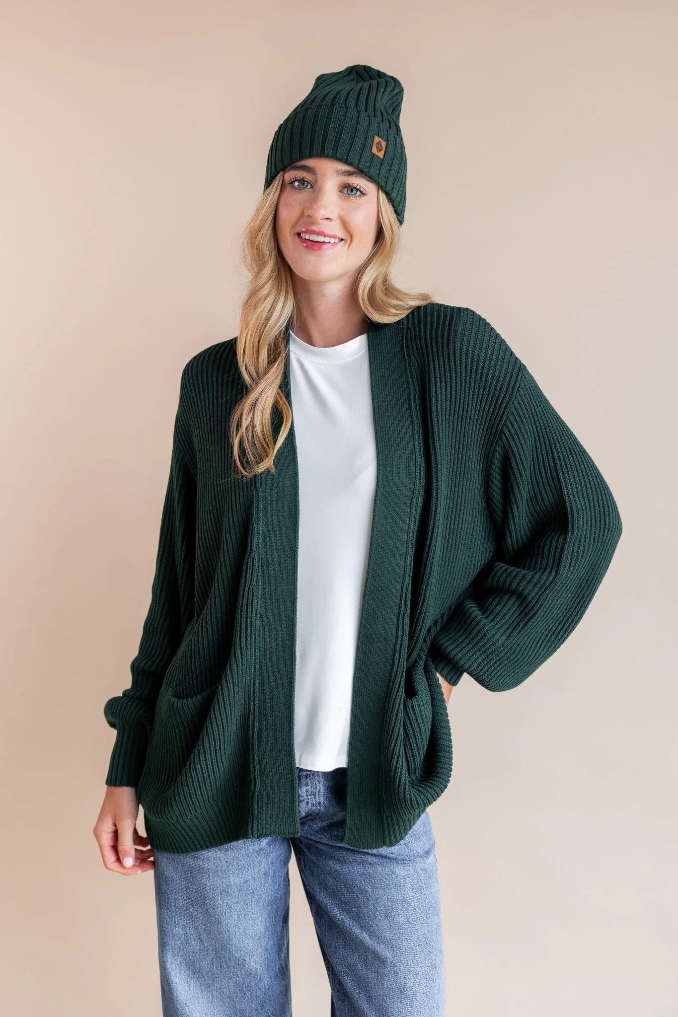 Chunky Knit Women's Oversized Cardigan In Cypress