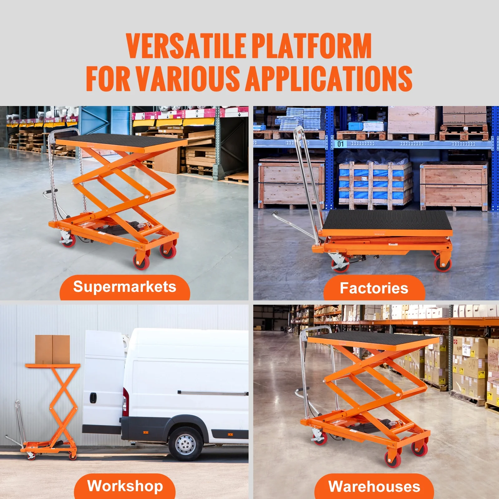 Hydraulic Lift Table Cart 330 lbs Manual Double Scissor Lift Table 50" - Image 6