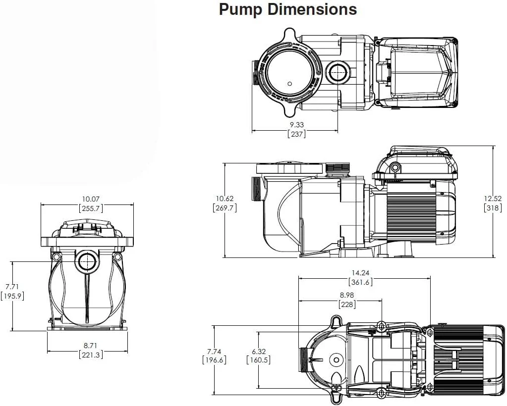 Pompe de piscine à vitesse variable Pentair EC-342001 SuperFlo VS, 1,5 CV, 115/208-230 V, monophasée - Certifiée Energy Star, couleur amande