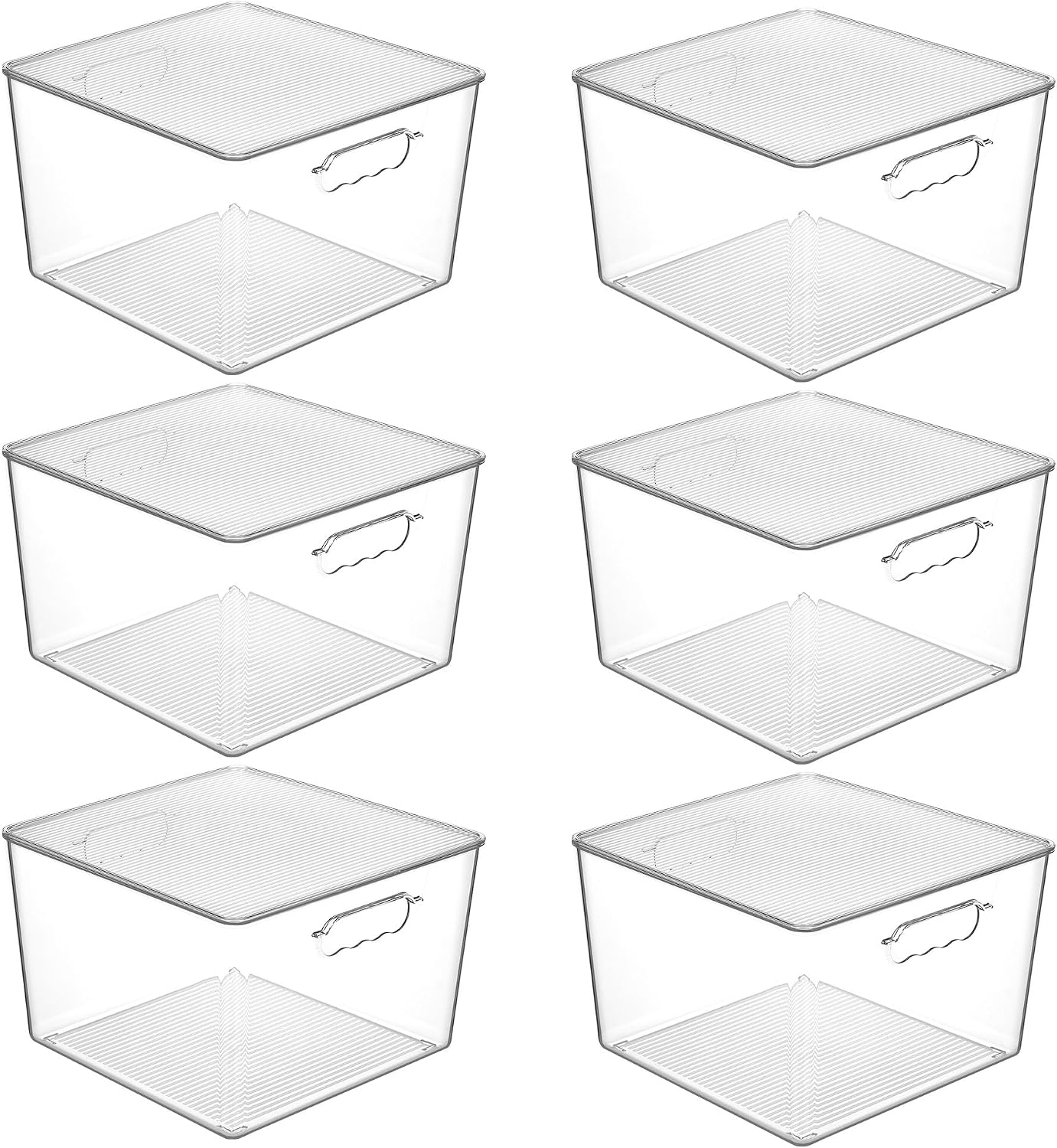 Vtopmart 6 Pack Extra Large Clear Stackable Storage Bins with Lids, 11-inch Organizer Bins with Handle for Onions and Potatoes, Plastic Containers for Pantry, Freezer, Kitchen, Closet Organization