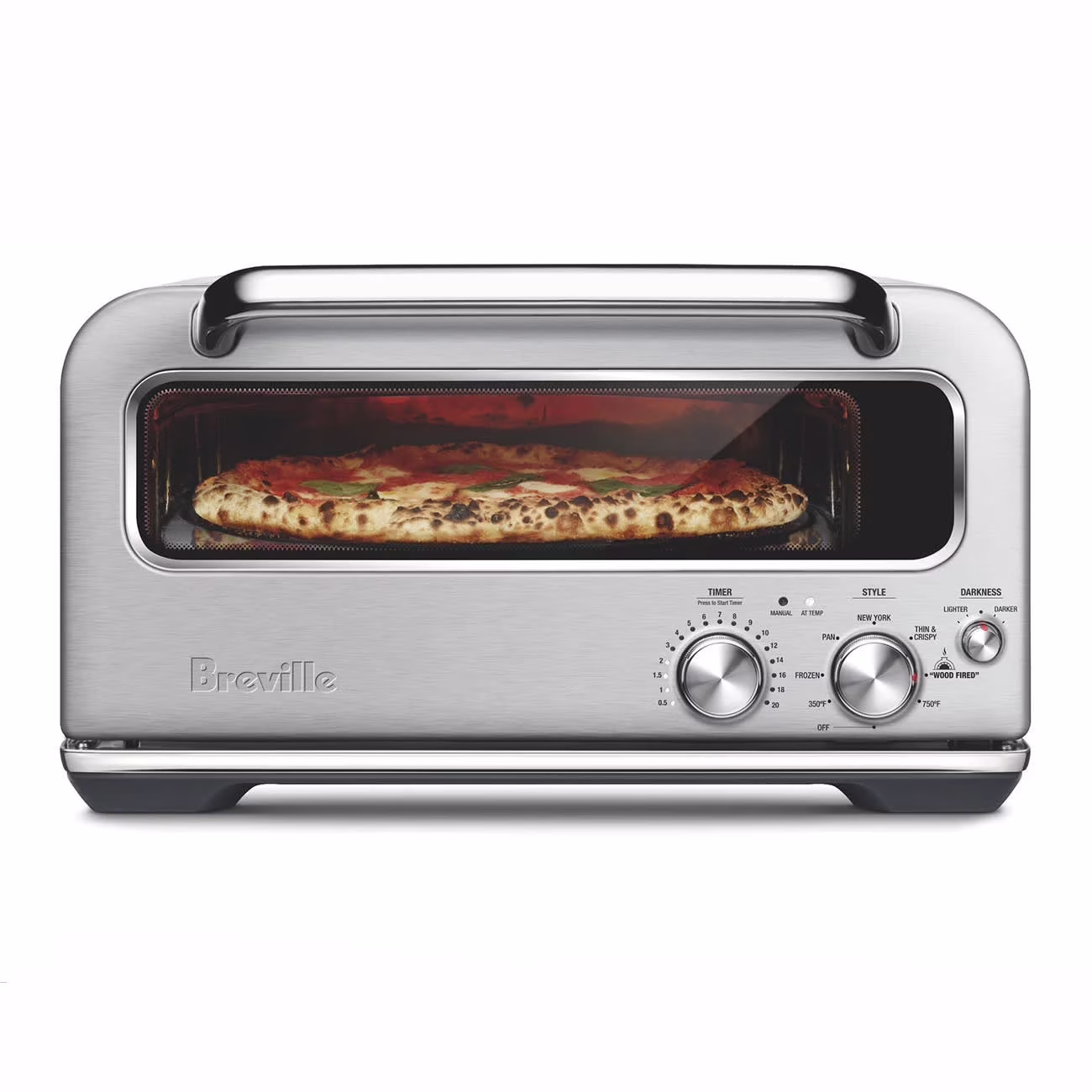 10.3" 1800 Watts Electric Pizza Oven, Silver Brushed Stainless Steel