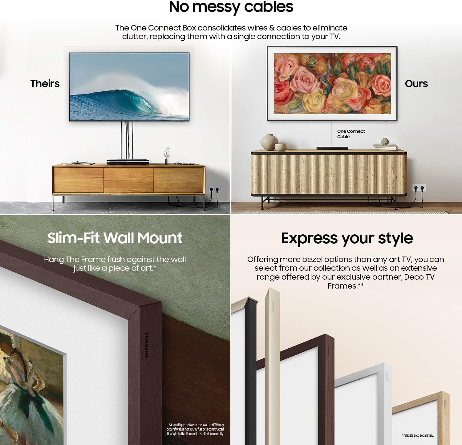 SAMSUNG 65-Inch Class QLED 4K LS03D The Frame Series Quantum HDR Smart TV w/Dolby Atmos  Art Mode  Anti-Reflection  Customizable Frame  Slim Fit Wall Mount with Alexa Built-in (QN65LS03D  2024 Model)