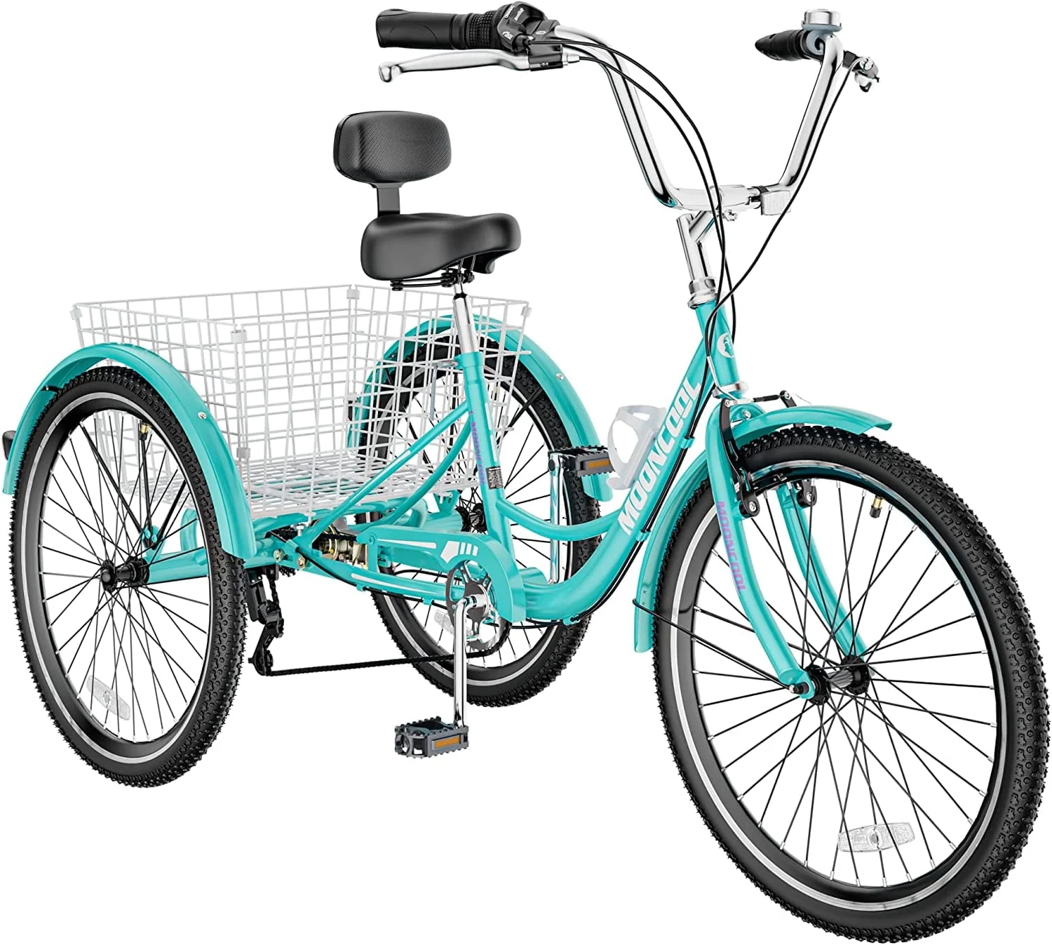 Adult Tricycle 20/24/26 inch 7 Speed, Three Wheel Bicycle for Adult, Trike Cruiser W/ Tools Big Basket for Exercise Shopping Picnic Outdoor Activities Image 9