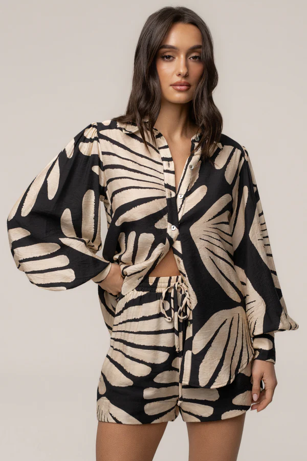 Black Print Lura Short Set