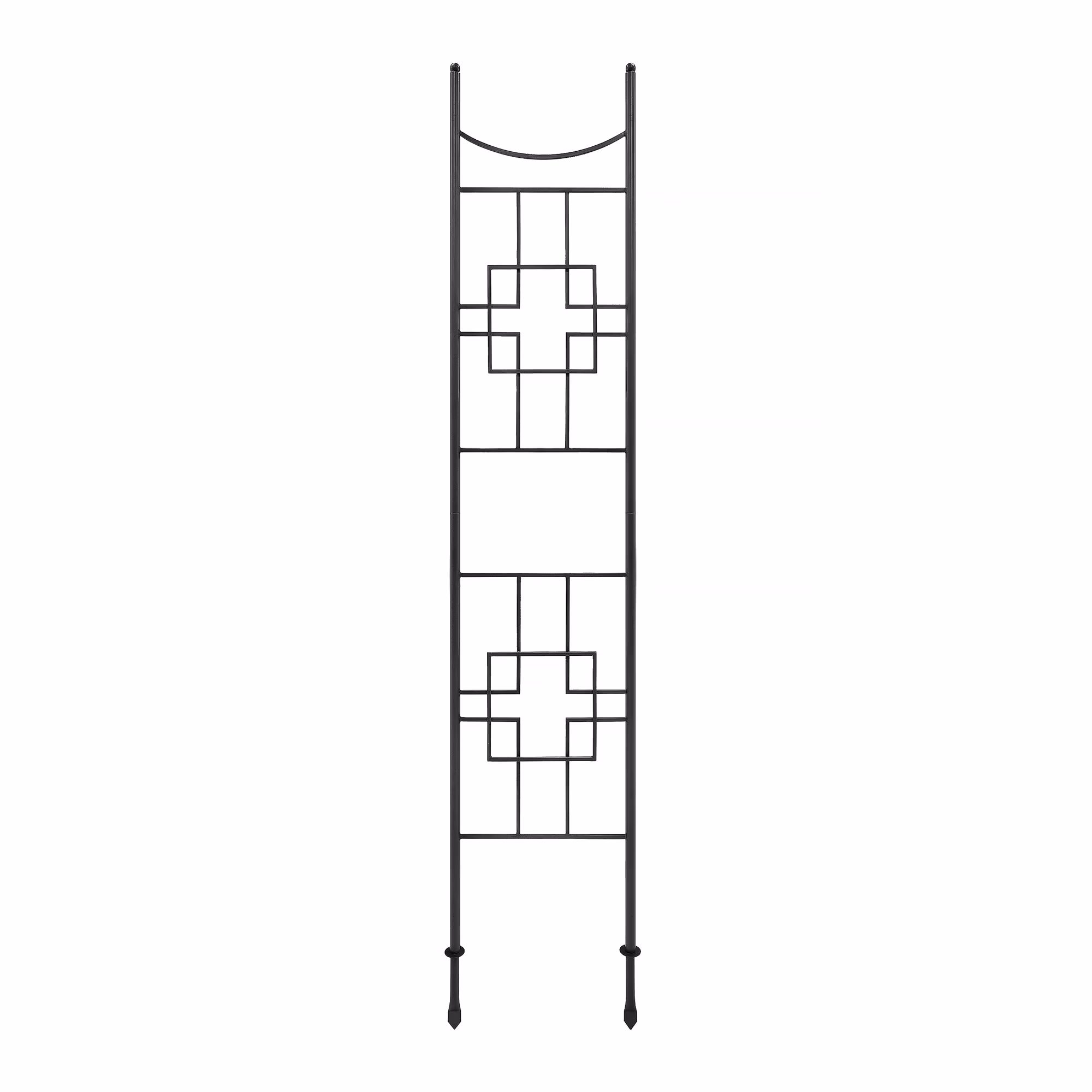 Achla Designs 96.5H Graphite Powdercoat Finish Wrought Iron Outdoor Square-on-Squares Slim Trellis, Garden Accent