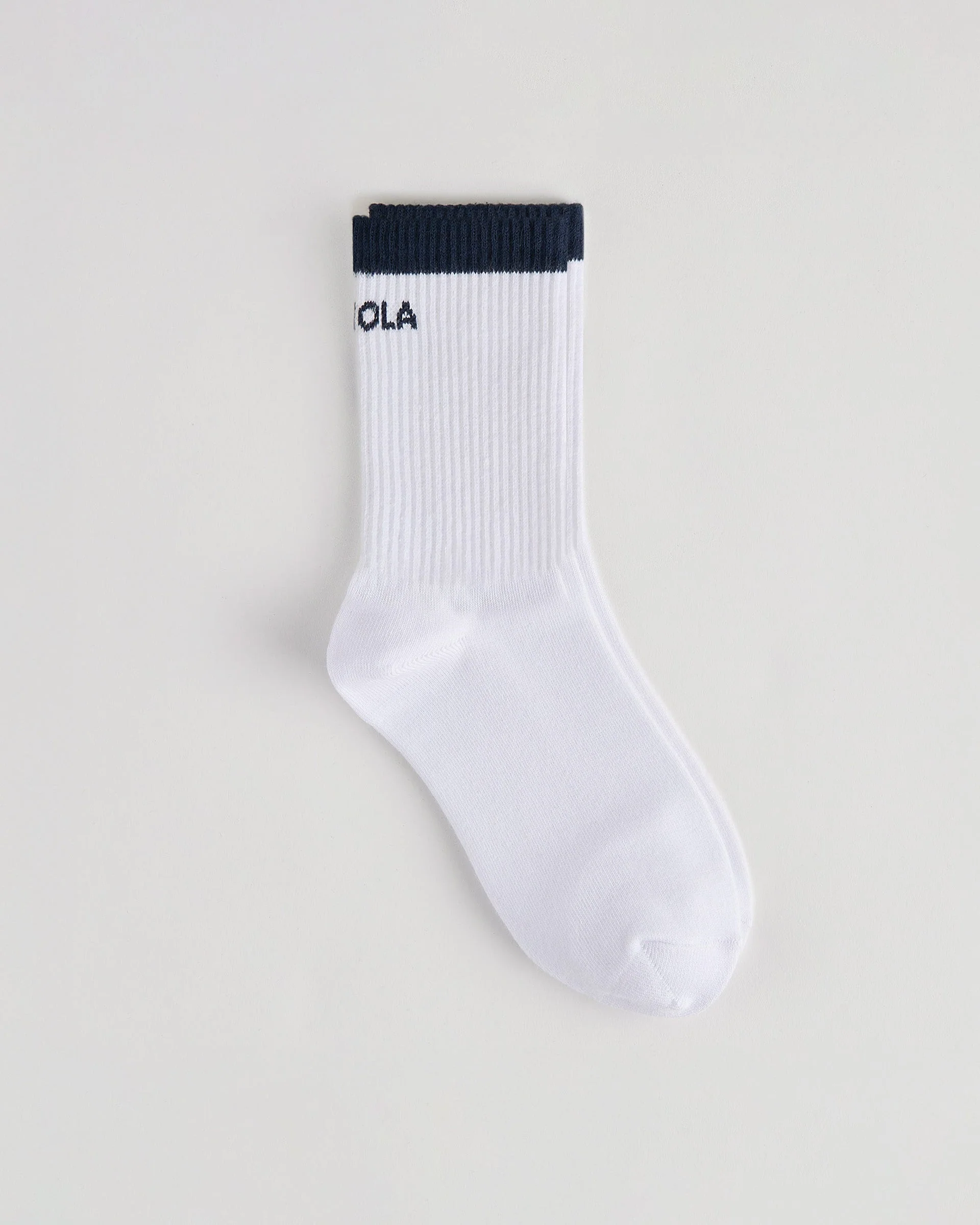 Single Stripe Socks - White/Navy Blue