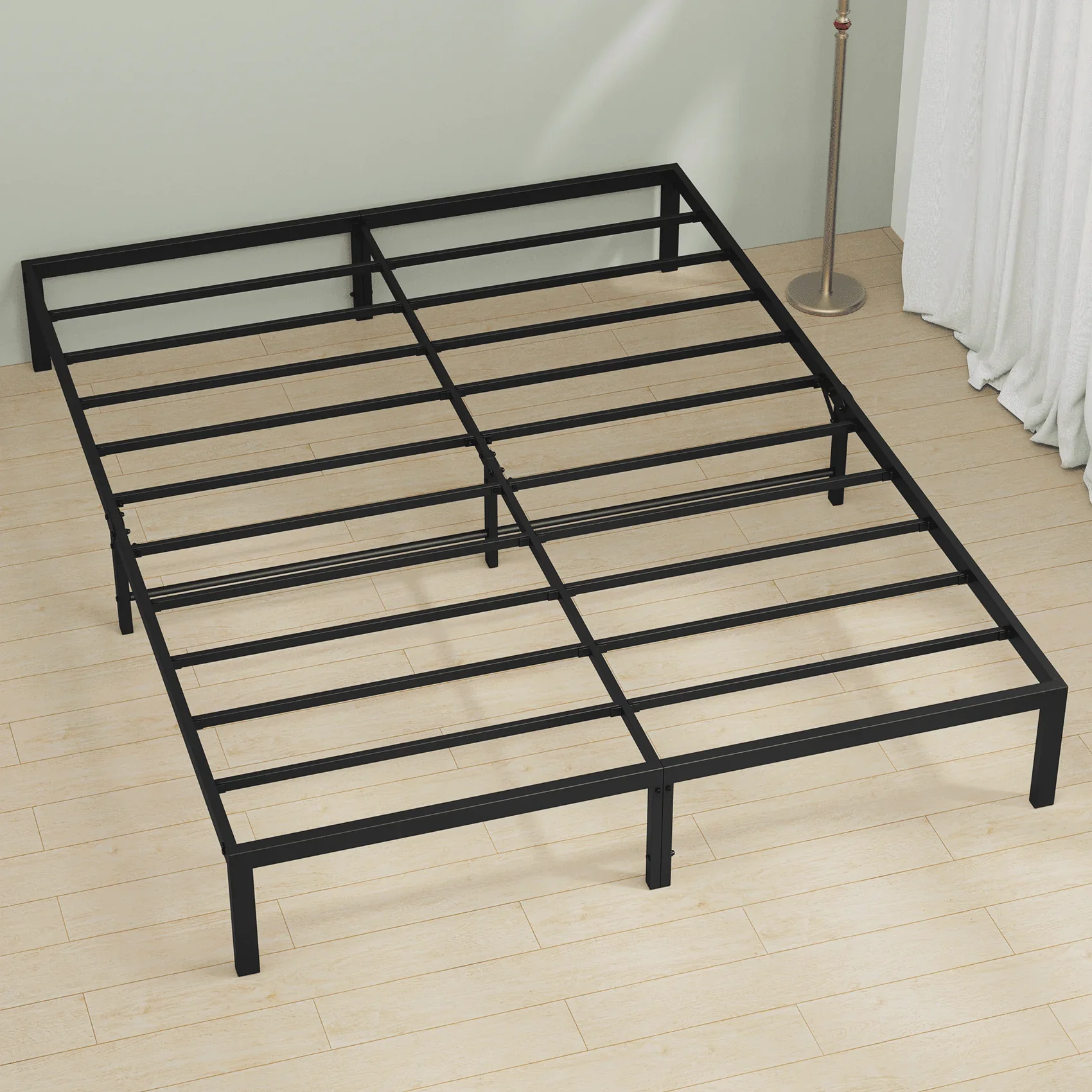 Mr IRONSTONE Heavy Duty King Size Metal Platform Bed Frame, No Box Spring Needed, Sturdy King Size Bed with 14 inch High Under Bed Storage Space, Anti-Slip, Noise Free, Easy Assembly, Black