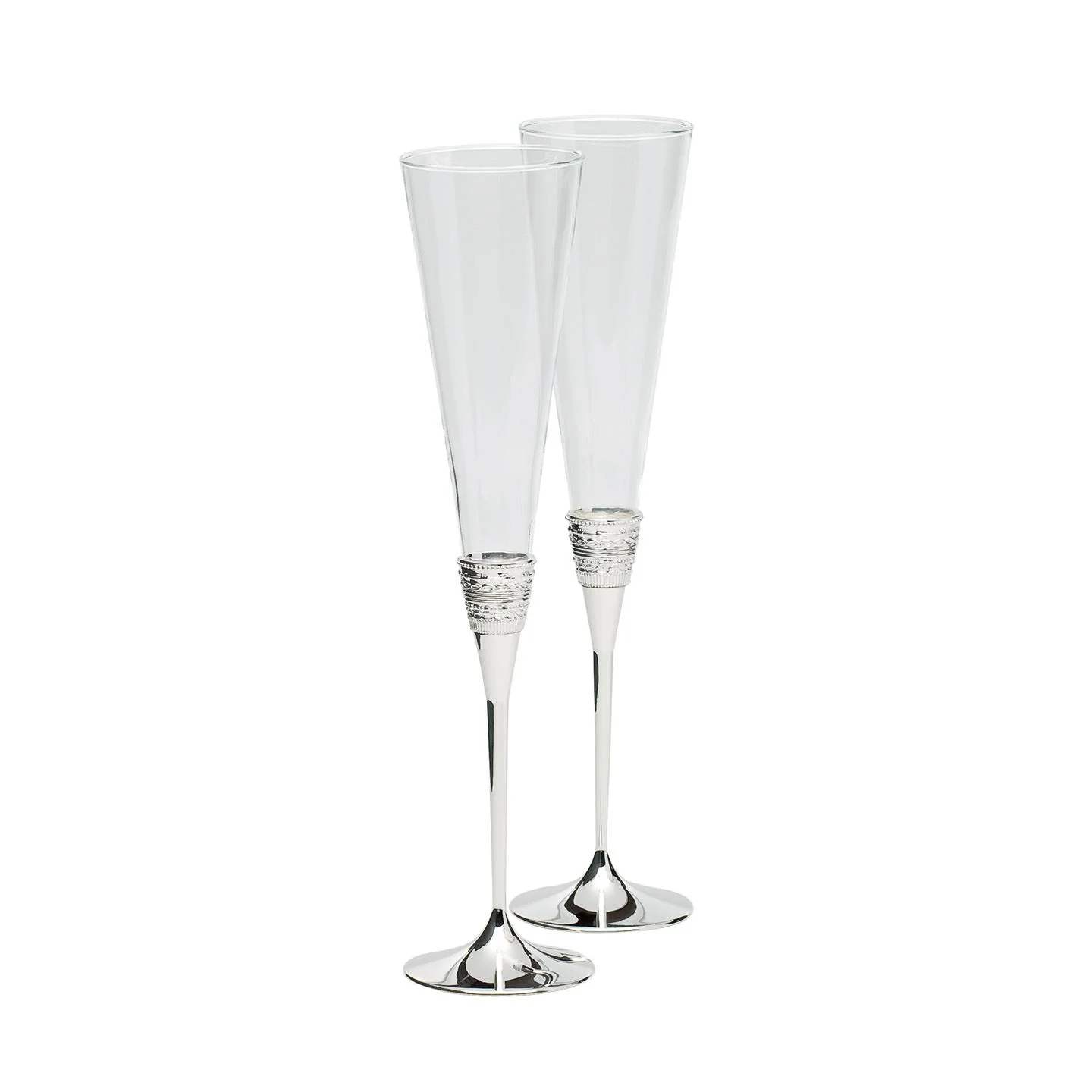 With Love Silver Toasting Flutes, Pair