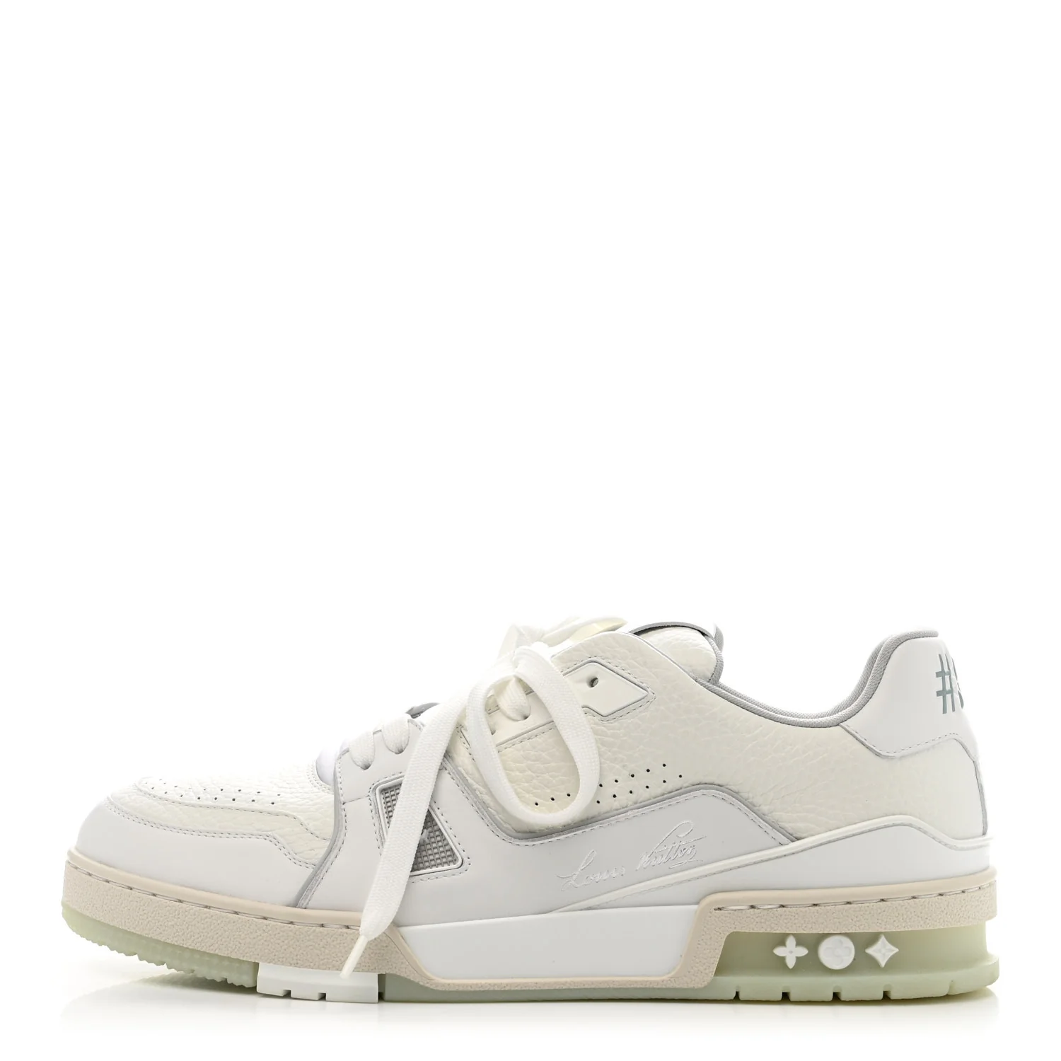 Calfskin Mens LV Trainer Sneakers 9 White