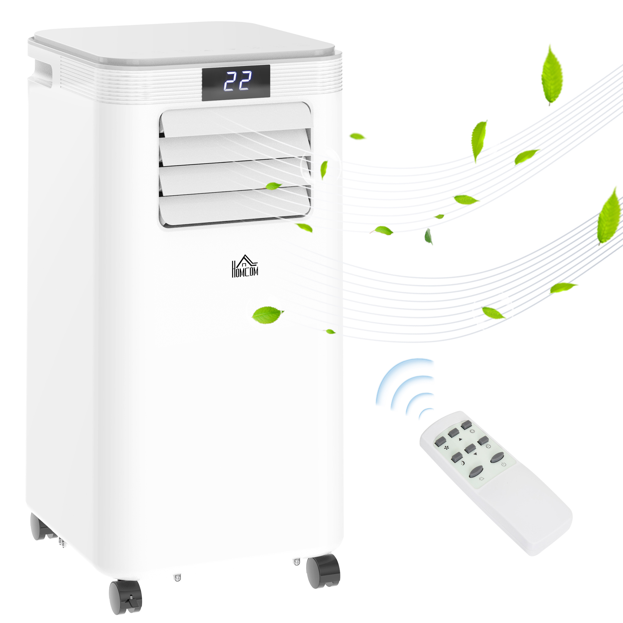HOMCOM Mobiele airconditioner airconditioner 4 modi afstandsbediening 24u timer ABS wit