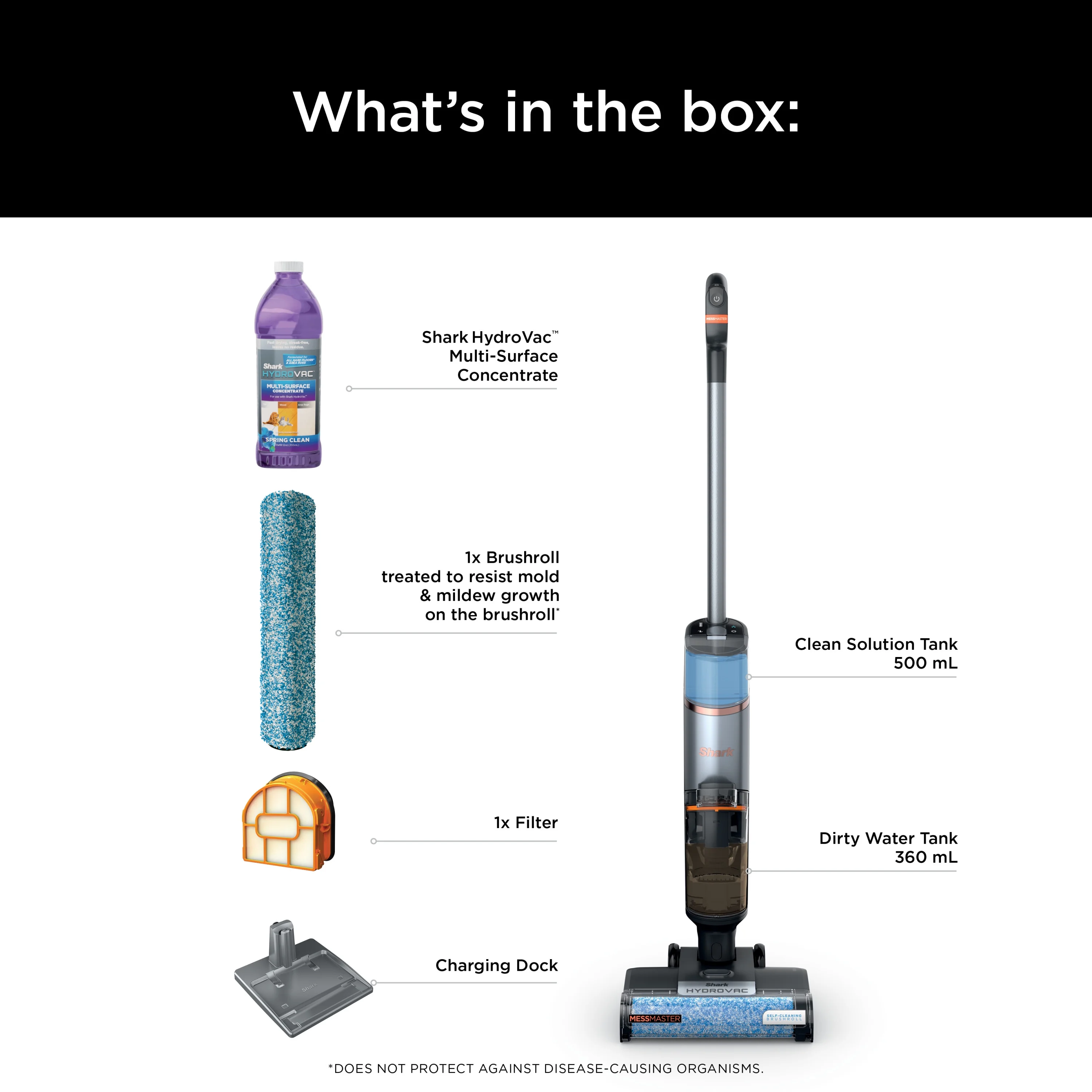 HydroVac MessMaster 3-in-1 Vacuum Cordless Mop w/ Self-Cleaning, Stain Boost 12oz Formula, WD260 - Image 5