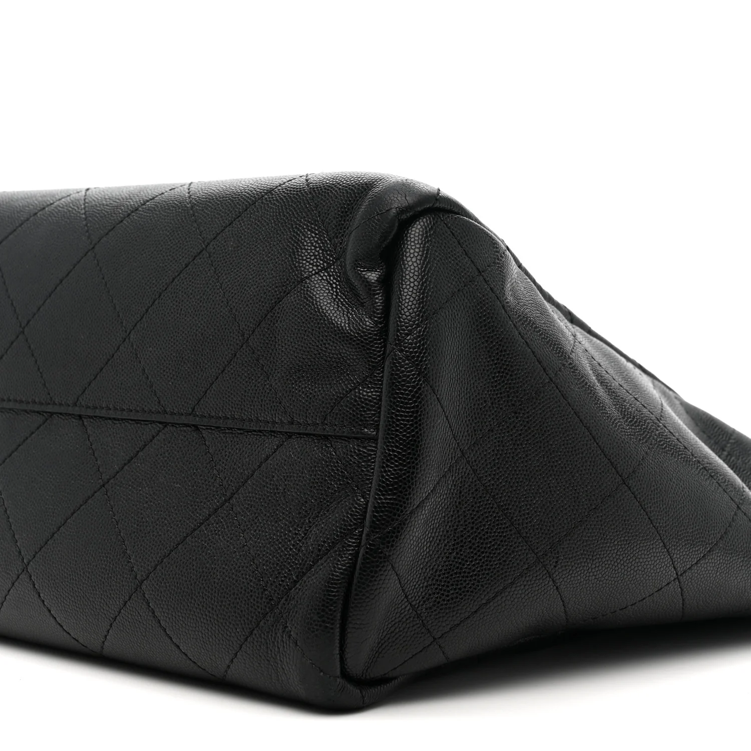 Caviar Stitched Large Lady Coco Shopping Tote Black