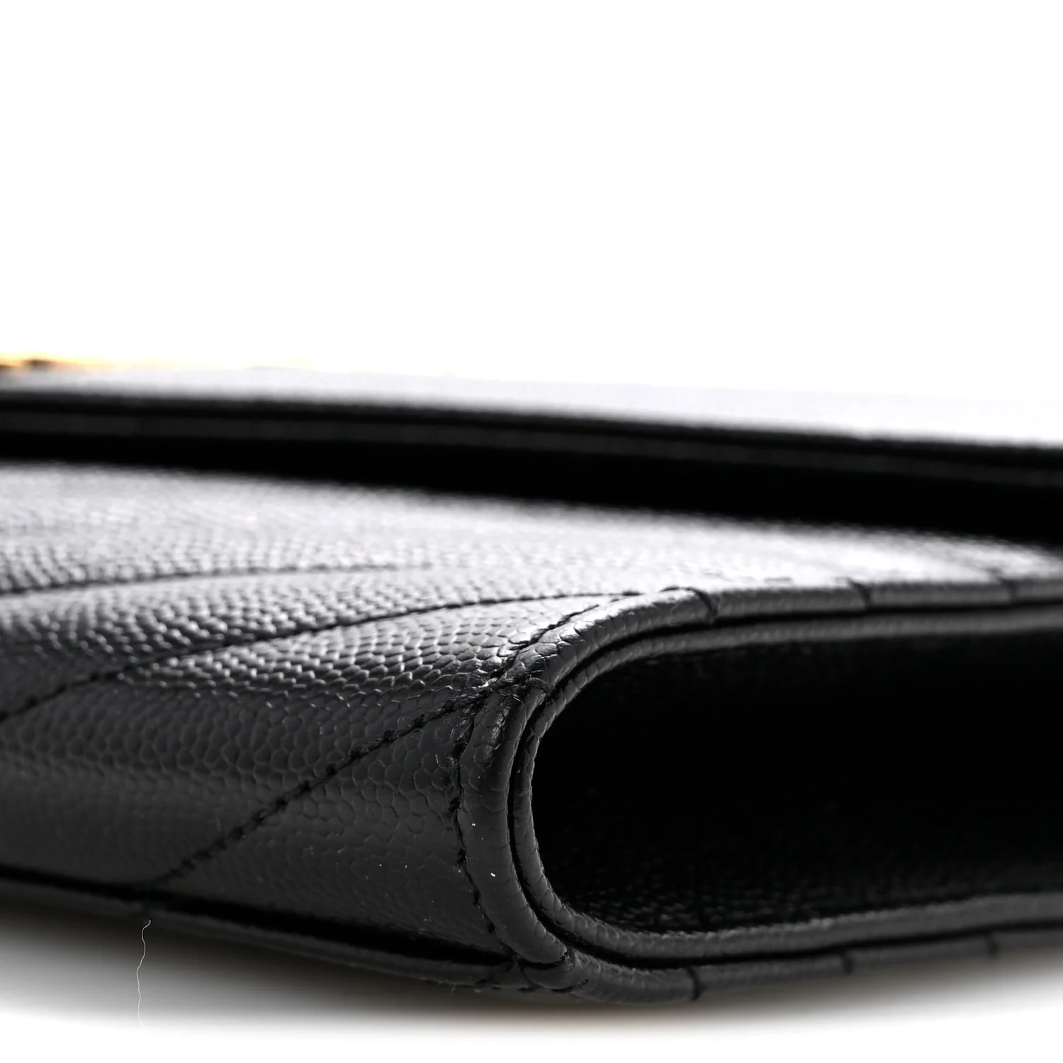 Grain De Poudre Matelasse Chevron Monogram Envelope Clutch Black