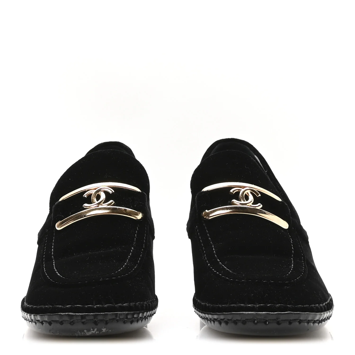 Shiny Calfskin Logo Loafers 38 Black