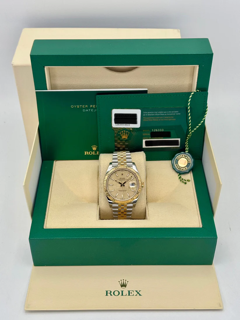 [Super Clone]RLX  Datejust 41mm Swiss Replica Watch | Two Tone Jubilee Bracele Champagne Fluted Dial Ref 126333