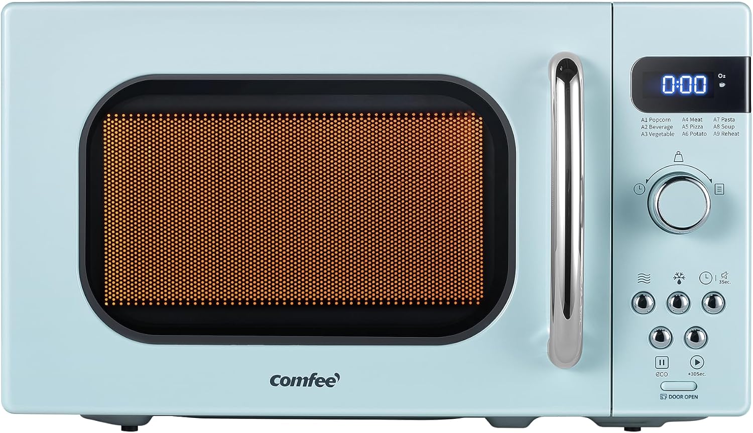 COMFEE' Countertop Microwave Oven, 0.7 Cu.Ft, 700W, Pearl White, ECO Mode