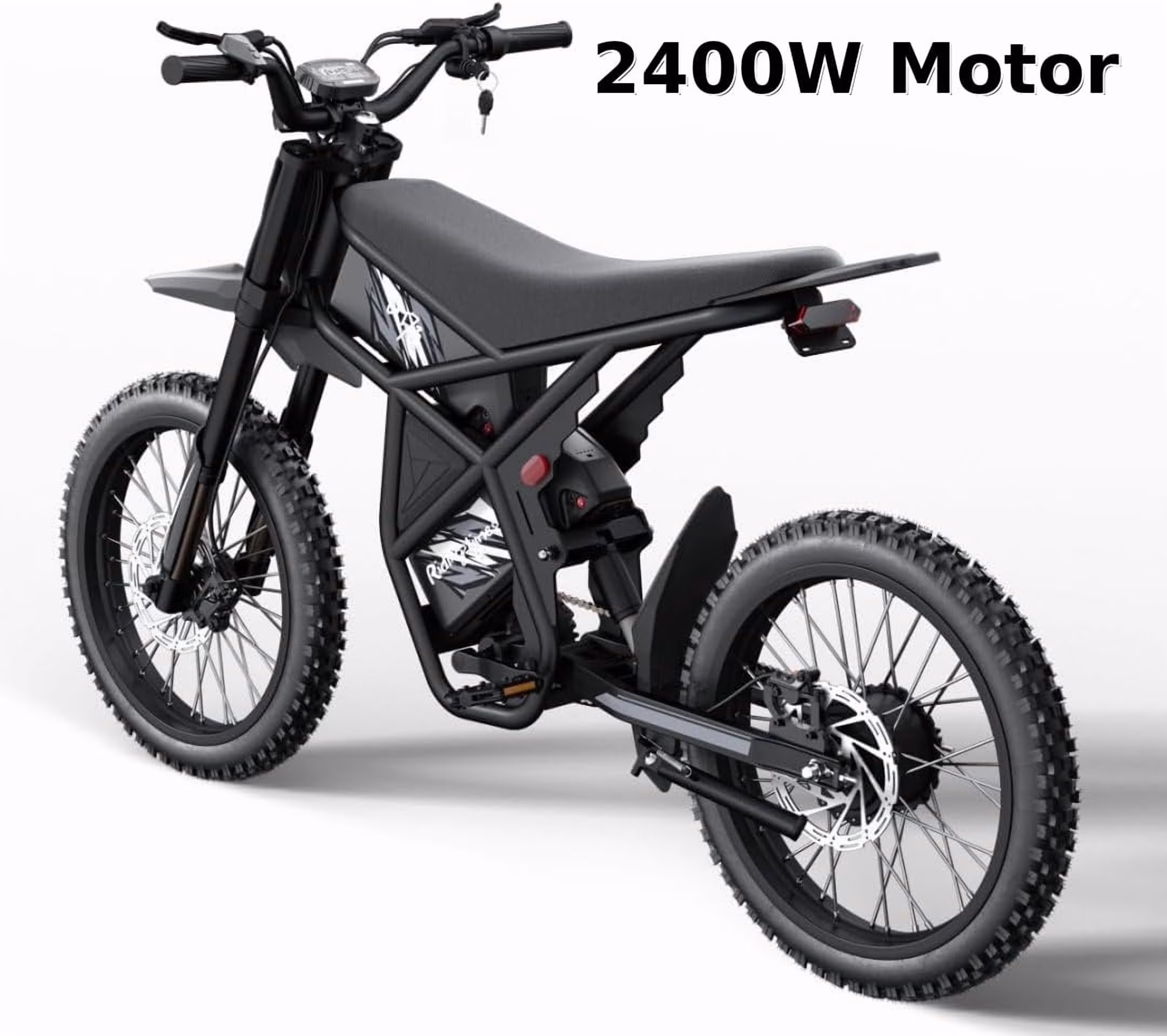Riding'Times GT73 Electric Dirt Bike for Adults 2400W 48V 37MPH 36.4AH Dual Battery 85 Miles Range 25 Tires UL2849 Full Suspension