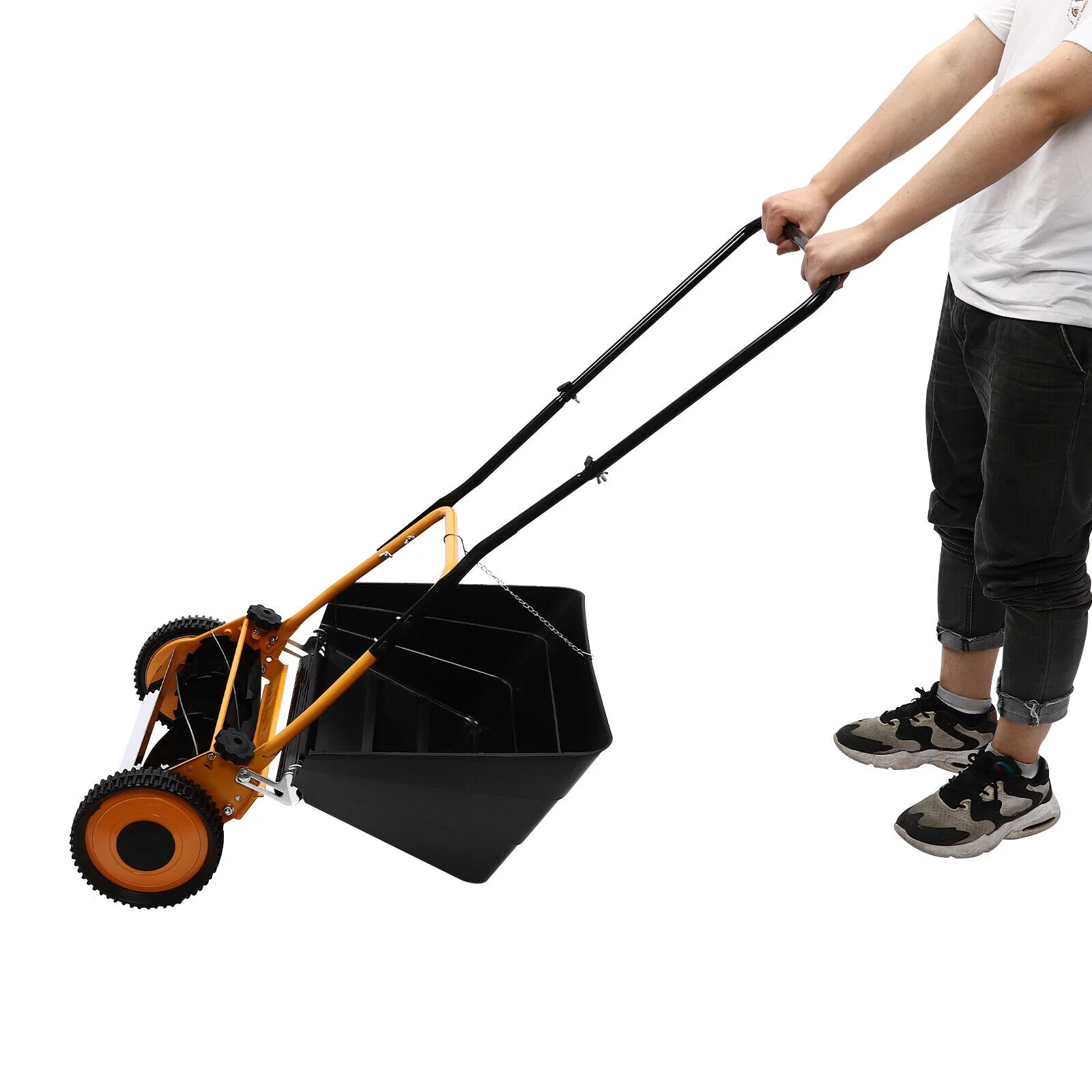 Modern 16" Lawnmower, Manual Wheeled Lawn Mower, Hand Push Lawn Mower 2-in-1 Function With 2 Wheels For Villas, Homes, Backyards - Image 6