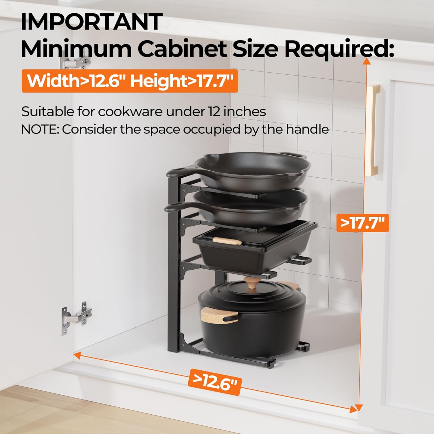 MUDEELA Pot and Pan Organizer Under Cabinet 15.75