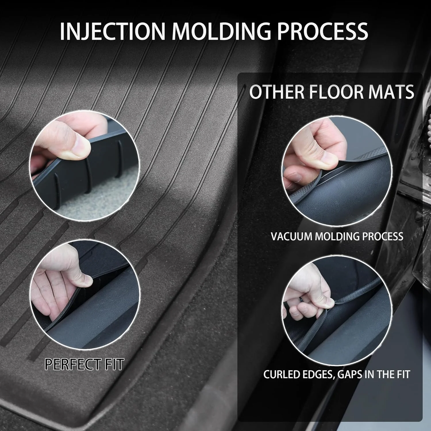 Tesla Model 3 Floor Mats 2024 2025 All-Weather Floor Mats Set (6 Pieces) | Custom Fit, Pet Child-Friendly | Model 3 Highland Cargo Liner Rear Cargo Tray Trunk Interior Accessories - Image 4