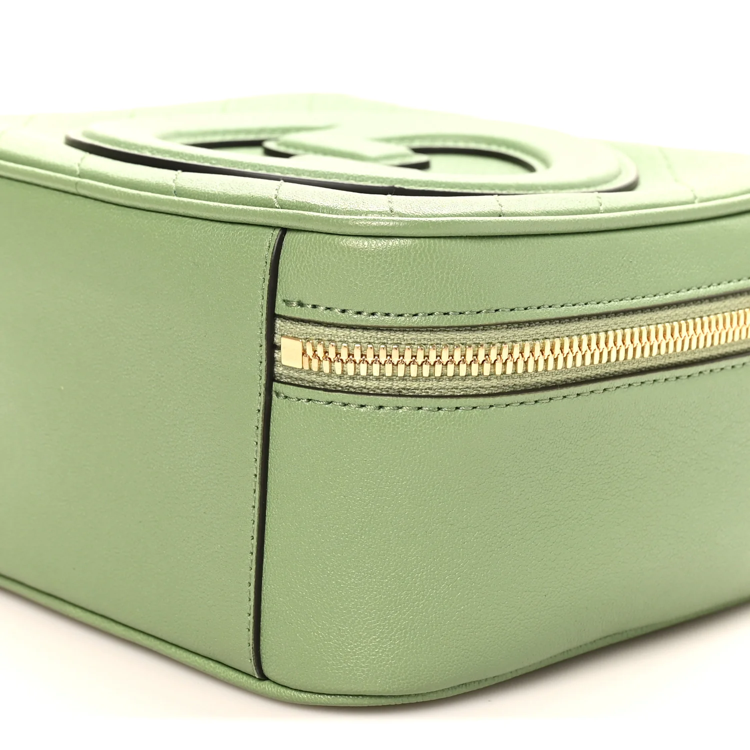 Sakai Be Green Calfskin Diagonal Stitched Small Blondie Shoulder Bag Light Green
