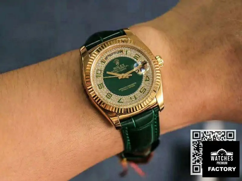 Rolex Day-Date 36mm Green Enamel Diamond Gypsophila Gold dial watch