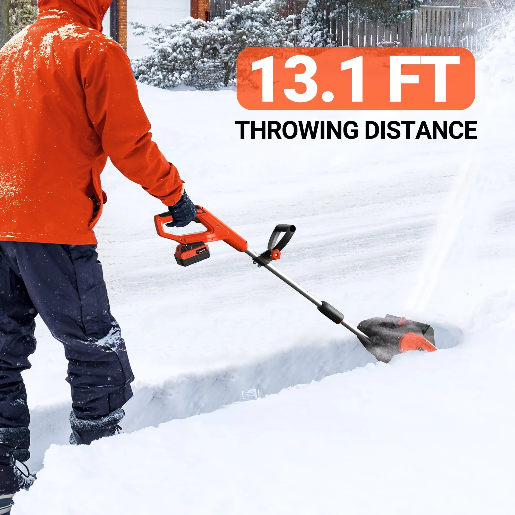 VOLTASK 20V 12 Inch Cordless Snow Shovel with Directional Plate, Battery Quick Charger Included Image 3