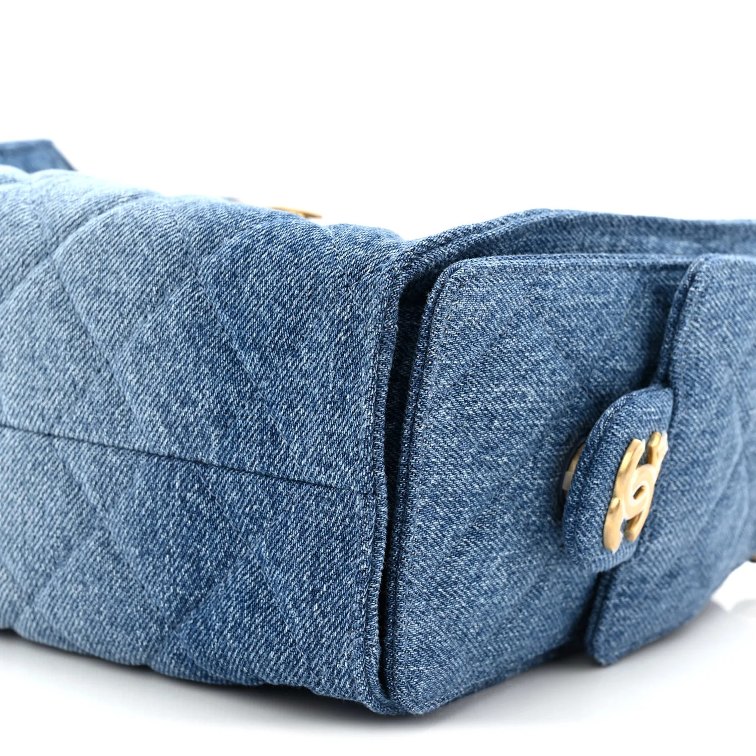 Washed Denim Quilted Mini Chanel 25 Handbag Blue