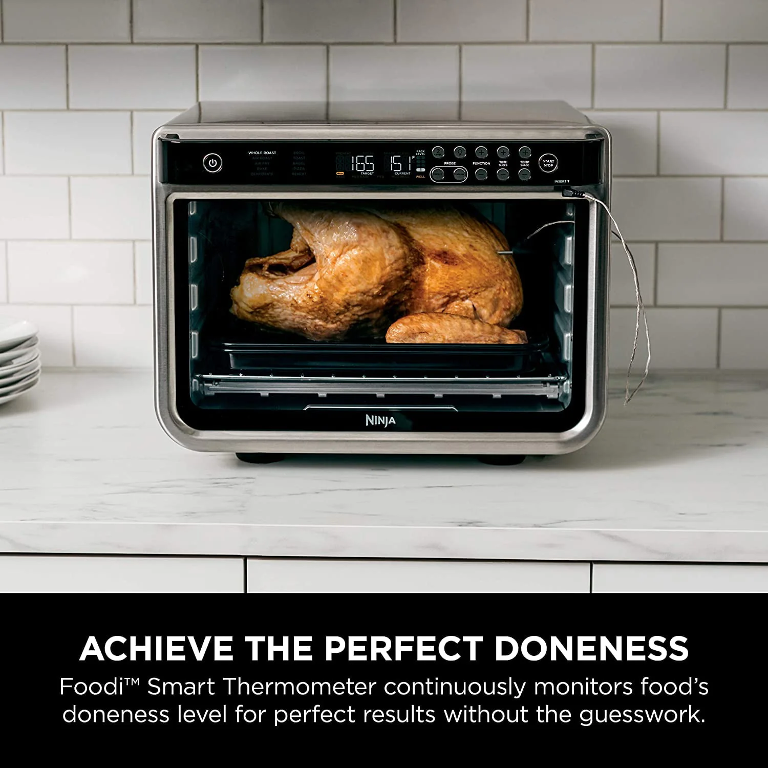 Ninja DT251 Foodi 10 - in - 1 Smart Air Fry Digital Countertop Convection Toaster Oven with Thermometer XL Capacity and a Stainless Steel Finish