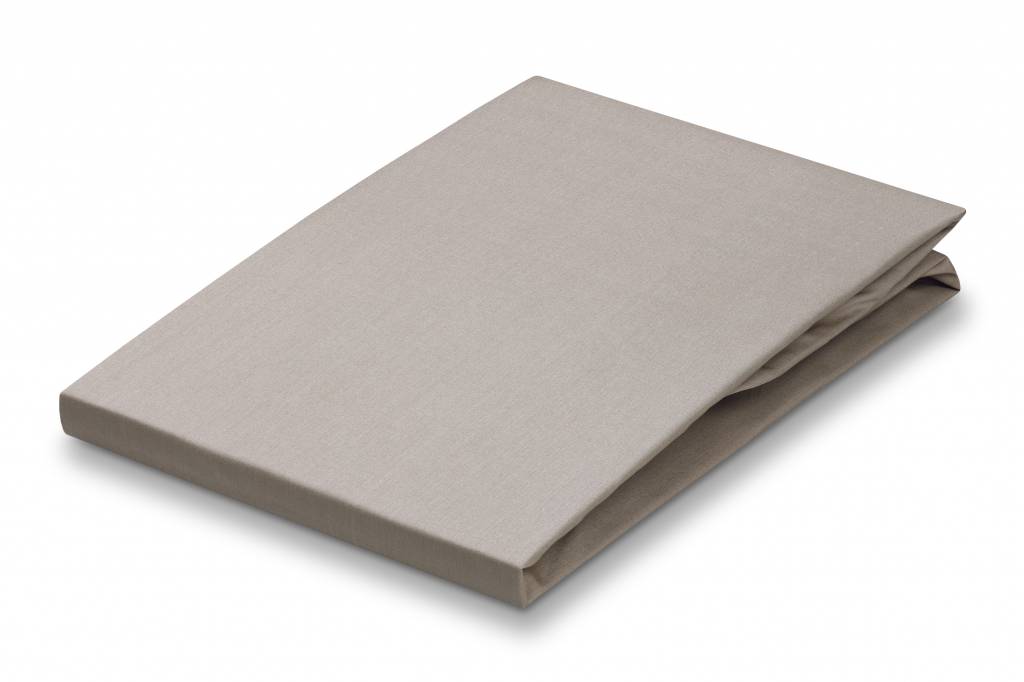 Percale Hoeslaken Stone   180 x 200 cm   Grijs   Beige   Katoen