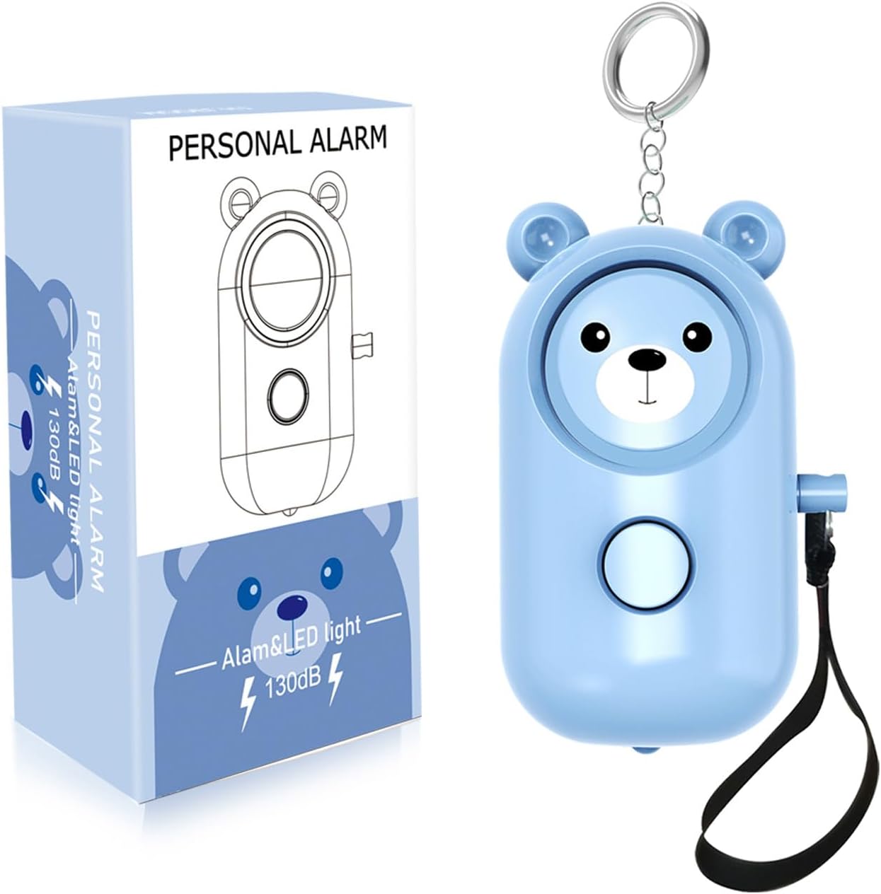Adorable Bear Keychain Alarm with LED Light – Loud Emergency Protection