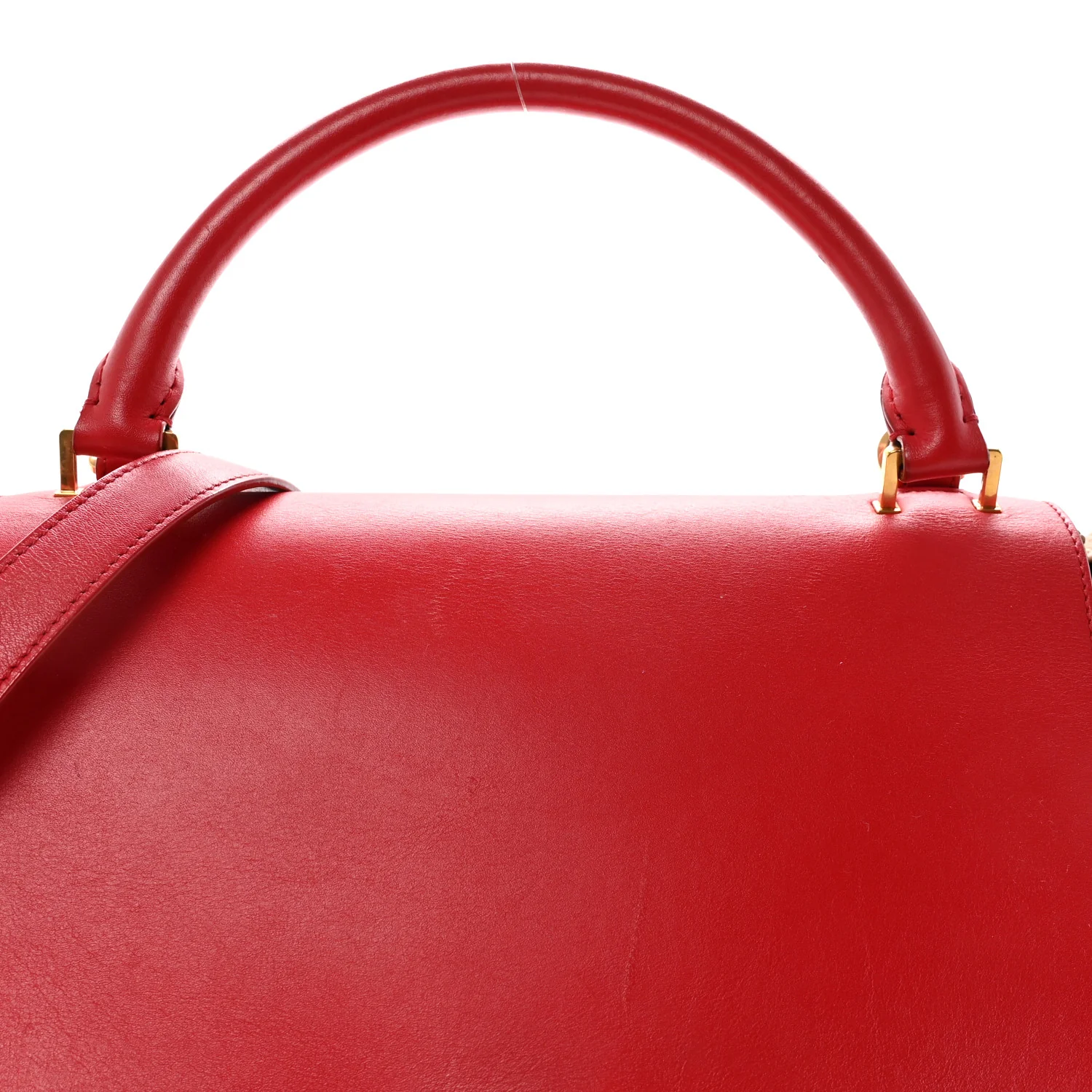 Satin Baby Grained Calfskin Small Tri-Color Trapeze Carmin
