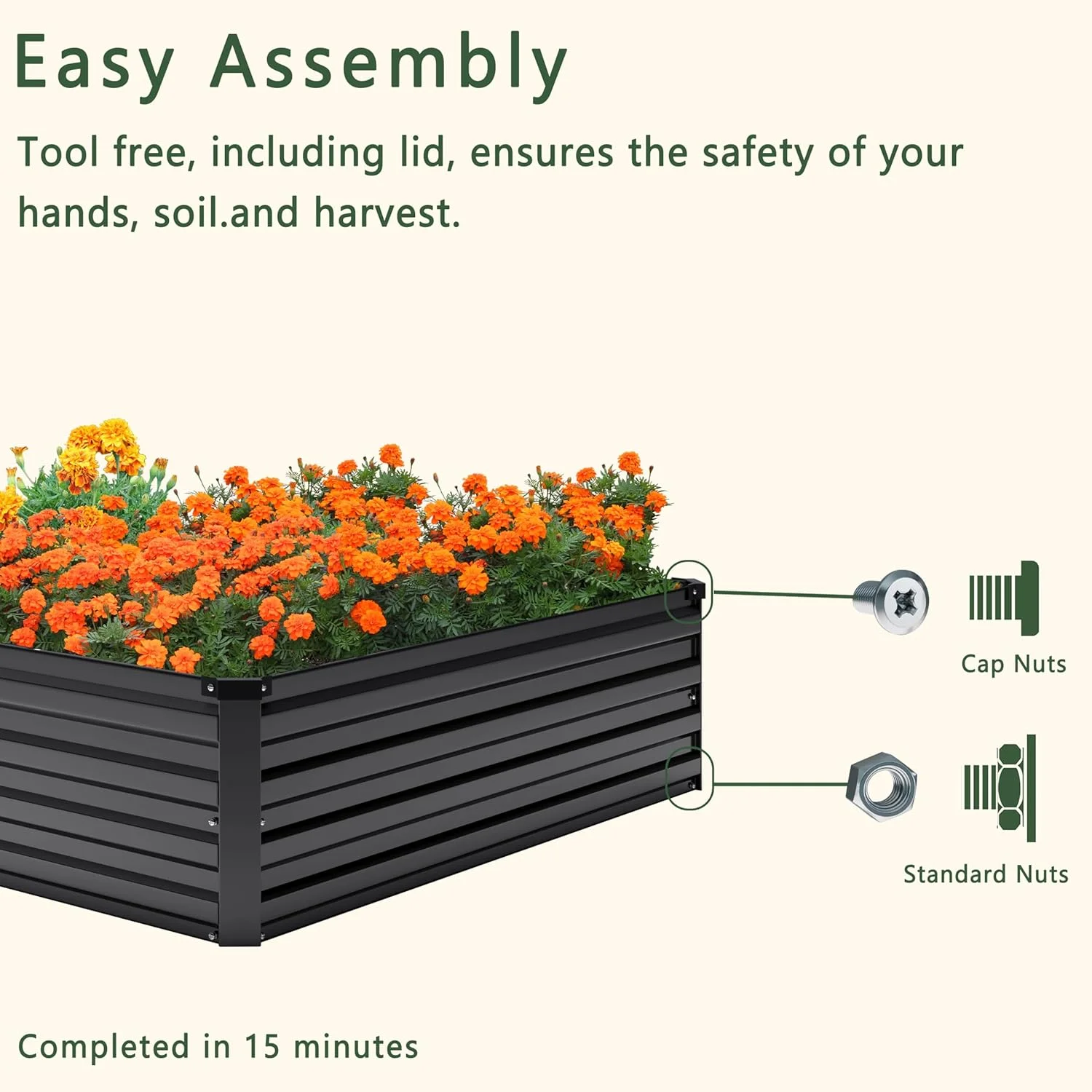 2PCS 12x4x1FT Galvanized Raised Garden Bed Kit,Vegetable Boxes-Rectangle Metal Flower Box,Large Planter Raised Beds Outdoor Garden for Planting,Fruit,Herb-Black(12x4x1(2PCS)/Black) - Image 8