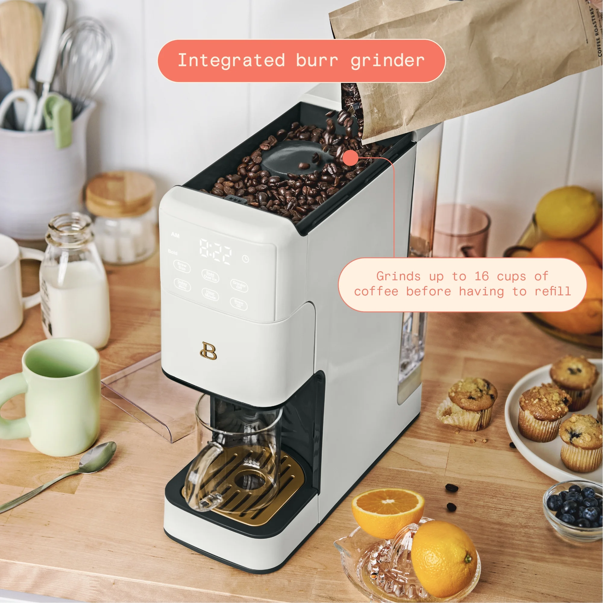 Perfect Grind�?Programmable Single Serve Coffee Maker, White Icing by Drew Barrymore(White Icing) - Image 4