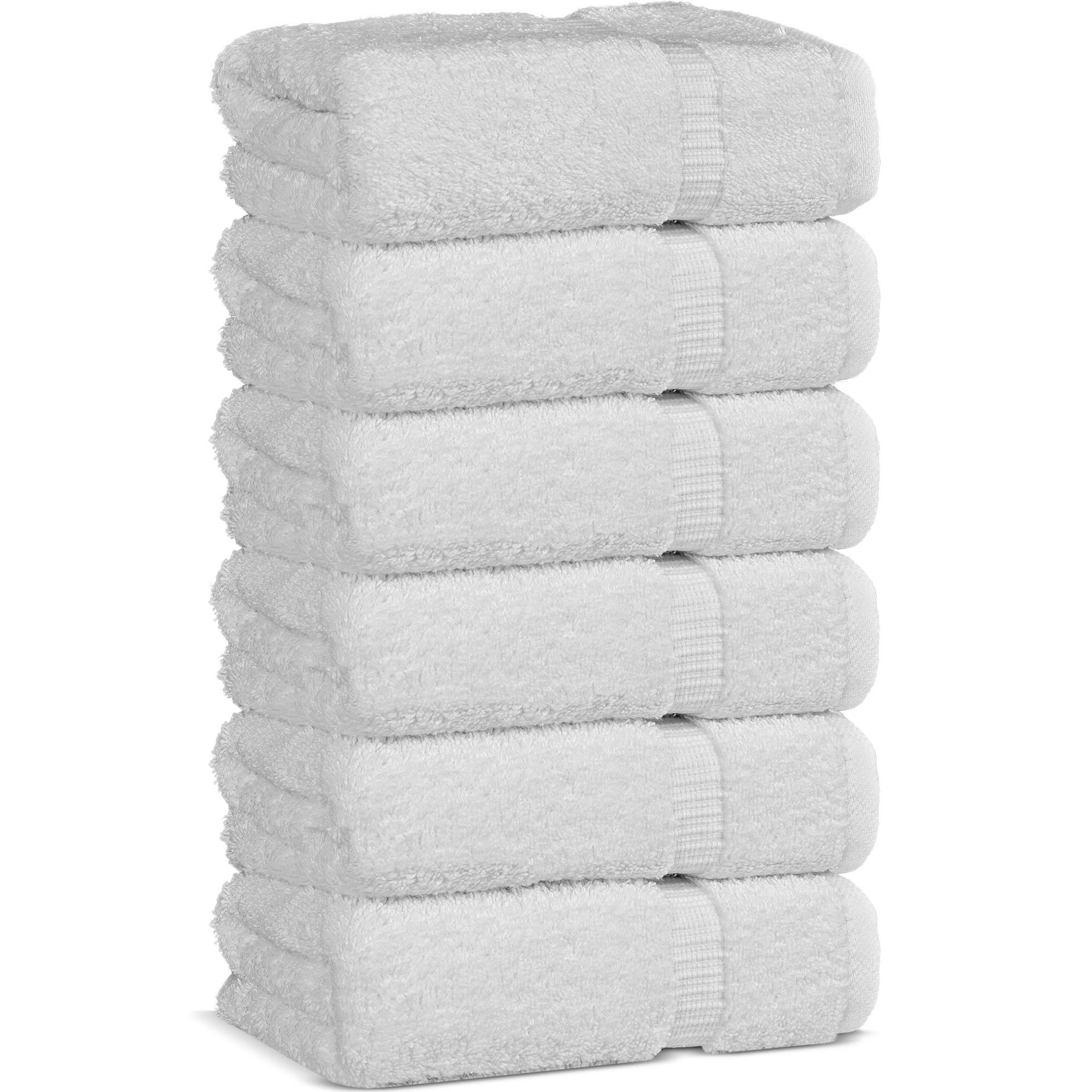 Chakir Turkish Linens Hotel & Spa Quality, Highly Absorbent 100% Cotton Hand Towels (6 Pack, White)