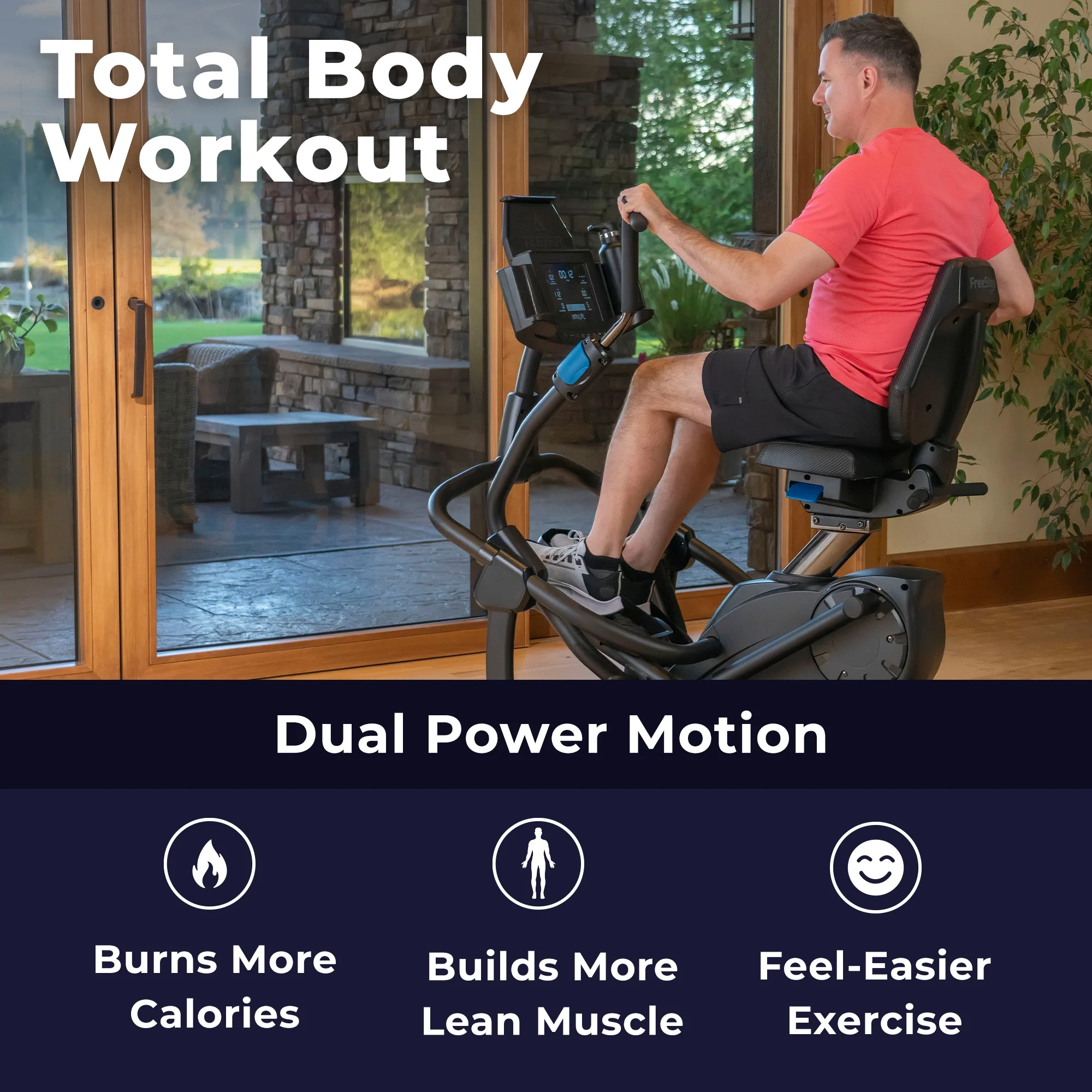 FreeStep LT7 Recumbent Cross Trainer Stepper Zero-Impact Exercise w/Patented Physical Therapy Stride Technology; LCD Console w/21 Programs, Bluetooth HRM Compatible; Free App w/Trainer-Led Workouts - Image 4