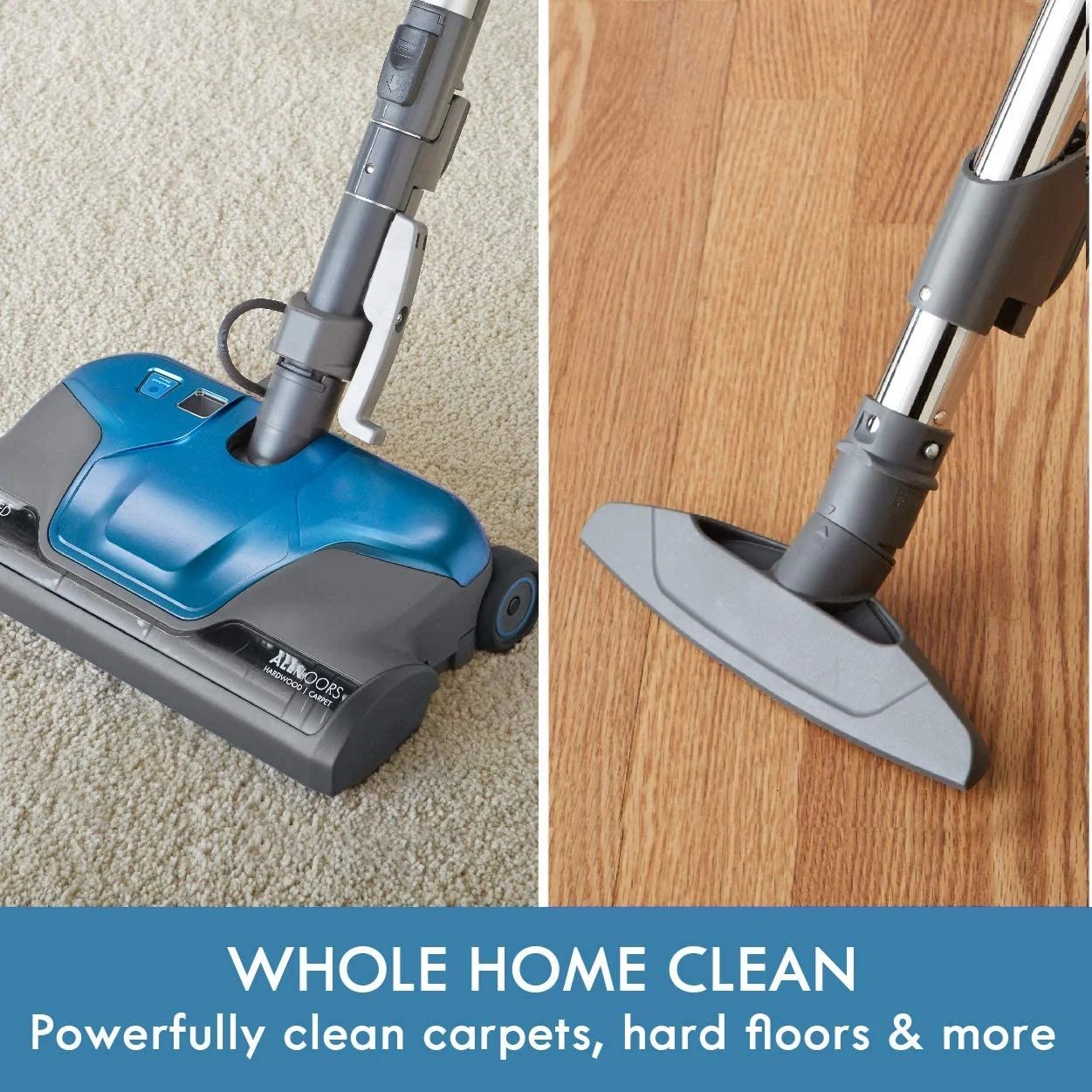 Pet Friendly Lightweight Bagged Canister Vacuum Cleaner with Extended Telescoping Wand, HEPA, 2 Motors, Retractable Cord, and 4 Cleaning Tools, Blue(Blue) - Image 2