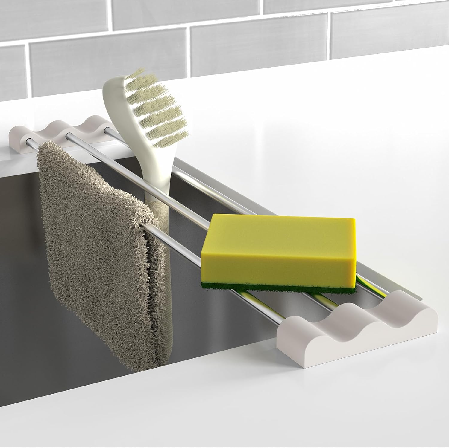 Tomorotec Adjustable Over-The-Sink Kitchen Rack, BPA-Free, White