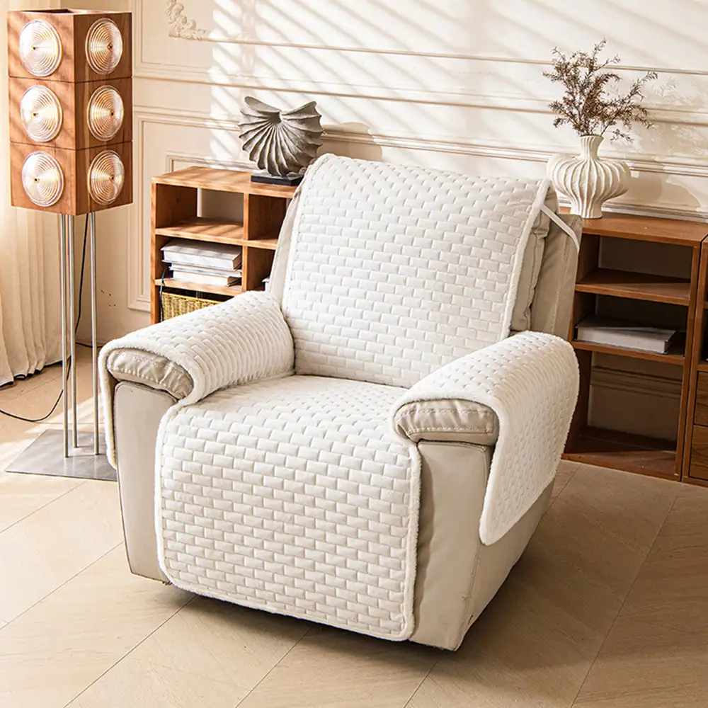 Plush Scratch-Resistant Recliner Couch Covers Slipcovers with Elastic Straps
