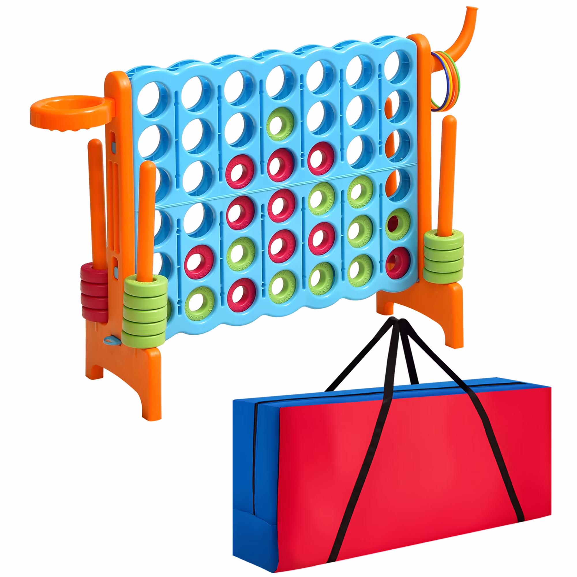 Giant 4 in A Row Jumbo 4-to-Score Game Set W/Storage Carrying Bag for Kids Adult(Red/Green) - Image 5