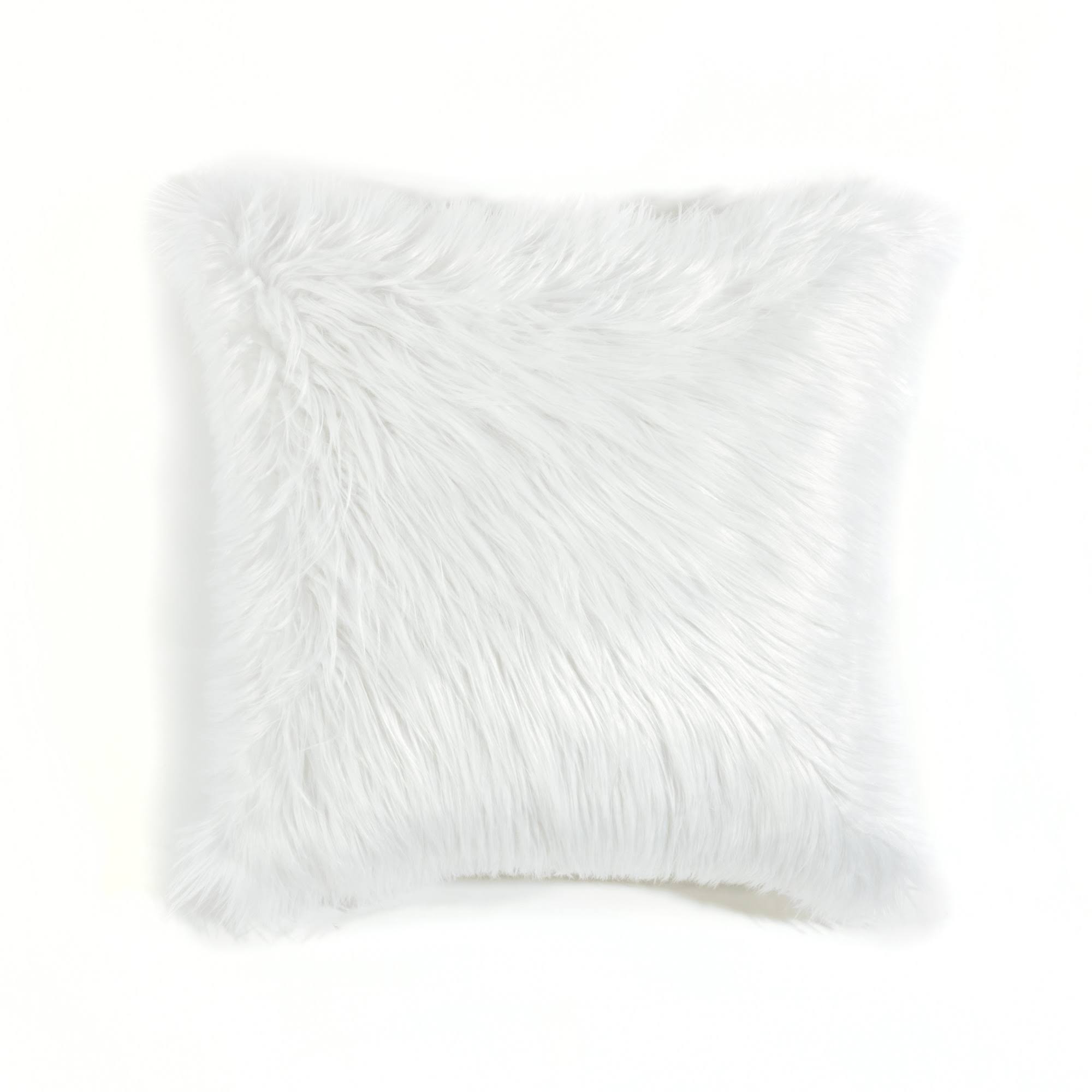 Lush Decor Mongolian Luca Faux Fur Decorative Pillow Cover - White - 20