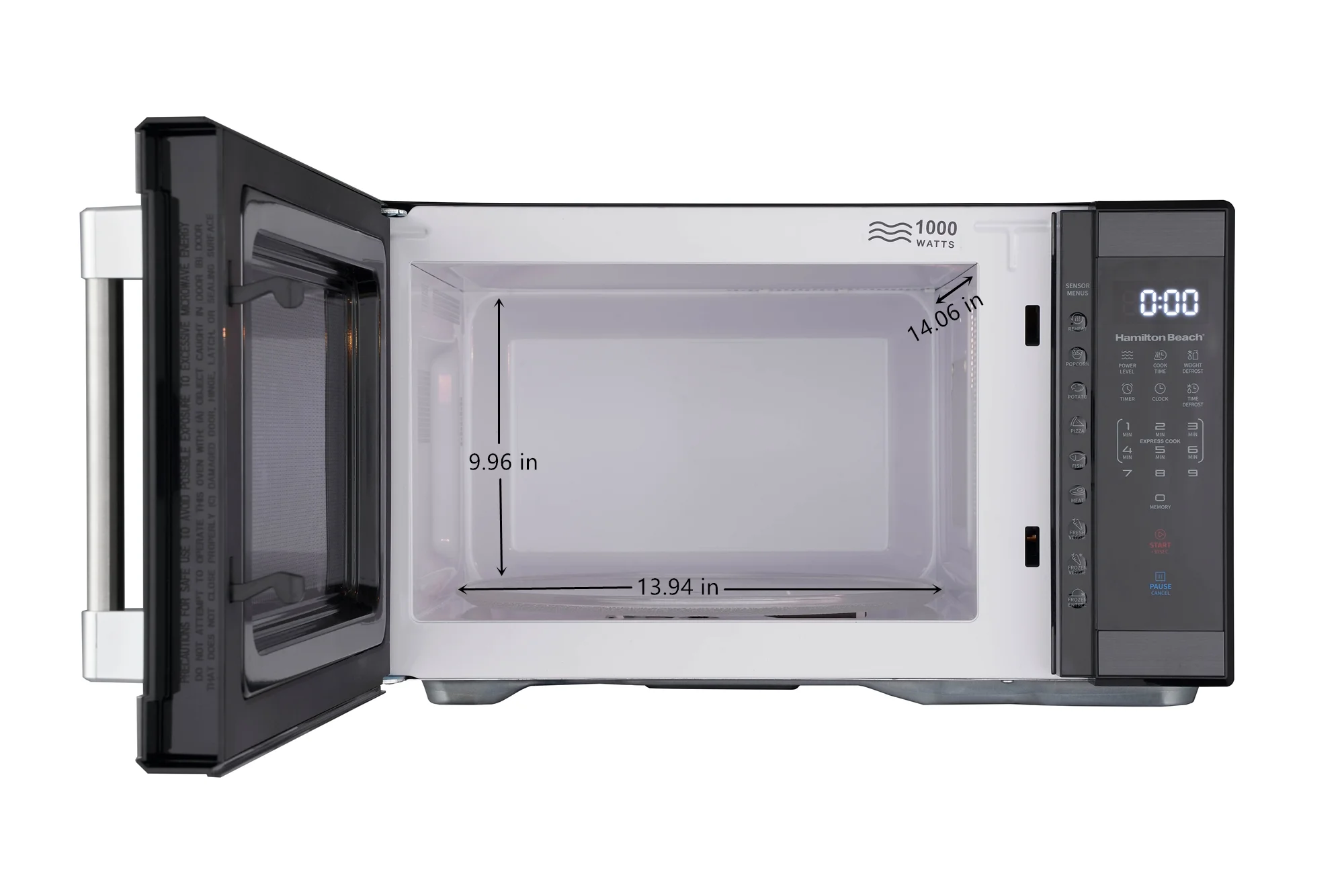 Hamilton Beach 1.1 Cu. Ft. Microwave Oven, Countertop, Black and Stainless Steel