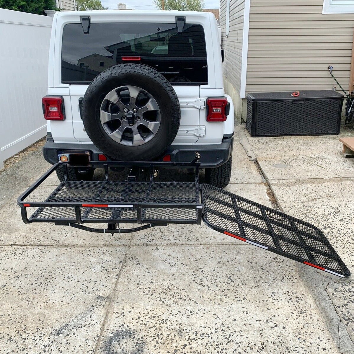 Hitch-Mounted Cargo Carrier with Mobility Ramp for Disability Medical Rack Wheelchair Scooter Lawn Mower Snow Blower Hauler 500lb Capacity Basket-Style - Image 9