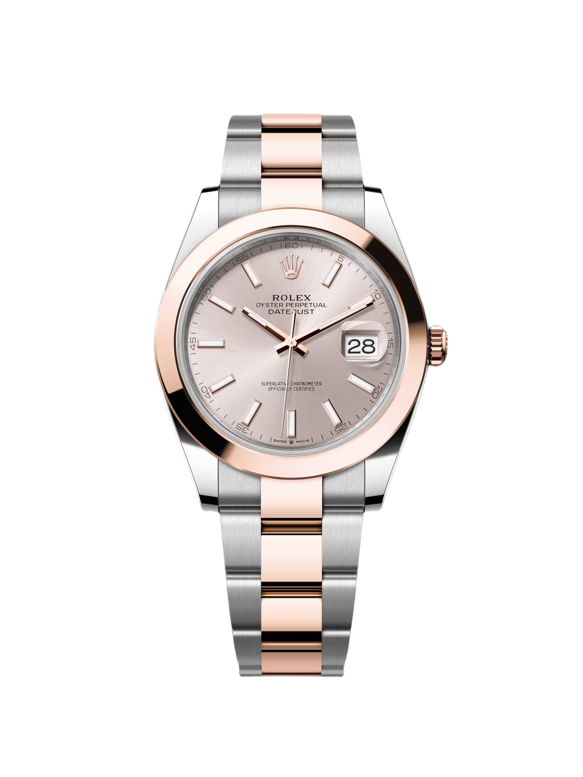 【Super Clone】RLX Datejust 41mm 126301 Sundust Index Oyster Steel and Everose Gold Watch