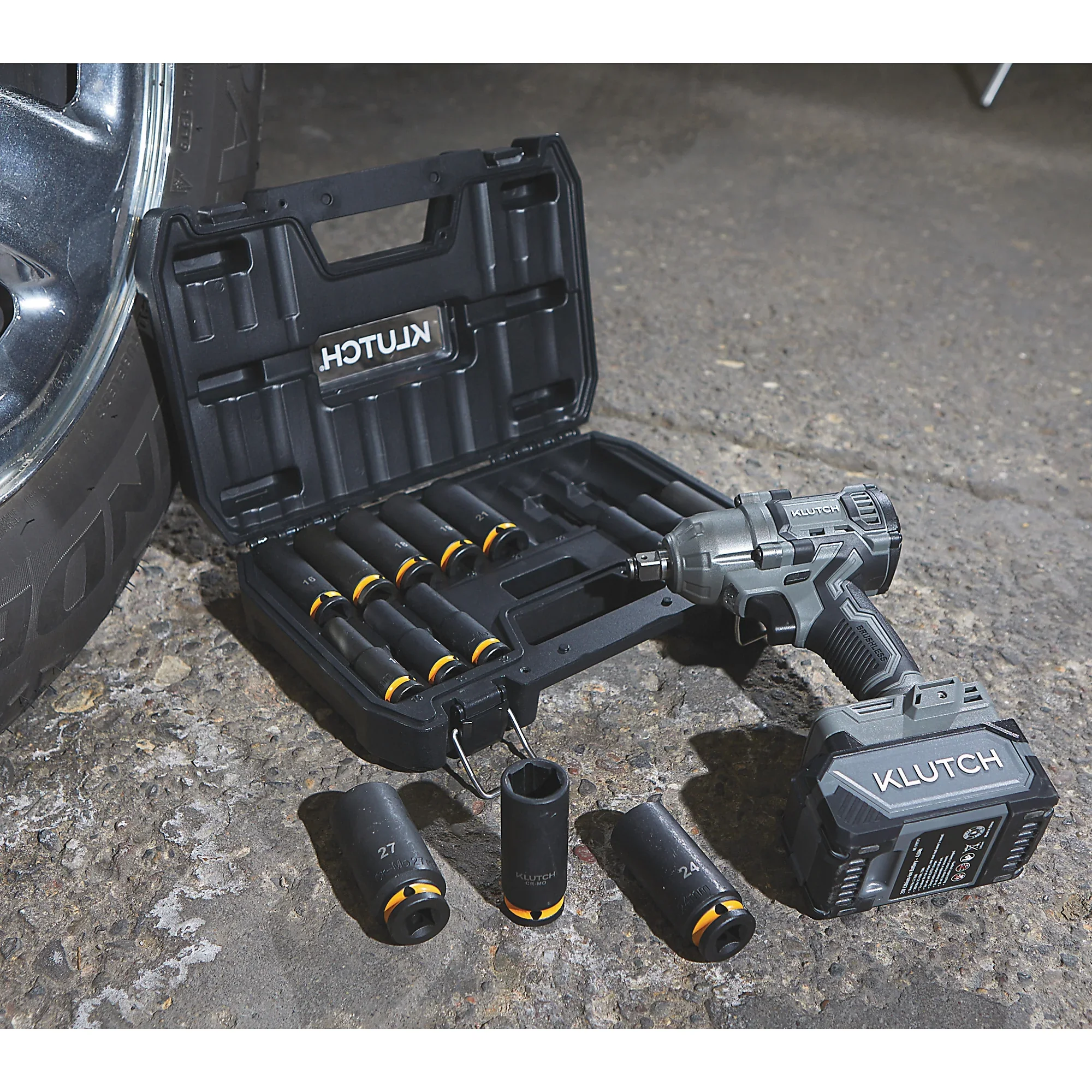 Klutch 1/2in. Impact Wrench, KLiQ 20V, 500 Ft./Lbs. Breakaway Torque, Brushless, Cordless, Bare Tool