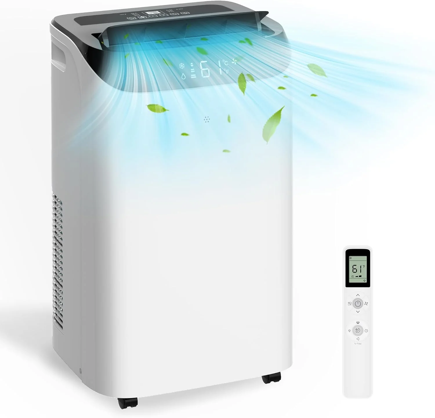 Climatiseur portable de 14 000 BTU, refroidissant jusqu'à 65 m², unité de climatisation portable 3 en 1 écoénergétique avec télécommande et kits d'installation pour grandes pièces, camping-cars, bureaux et espaces temporaires.