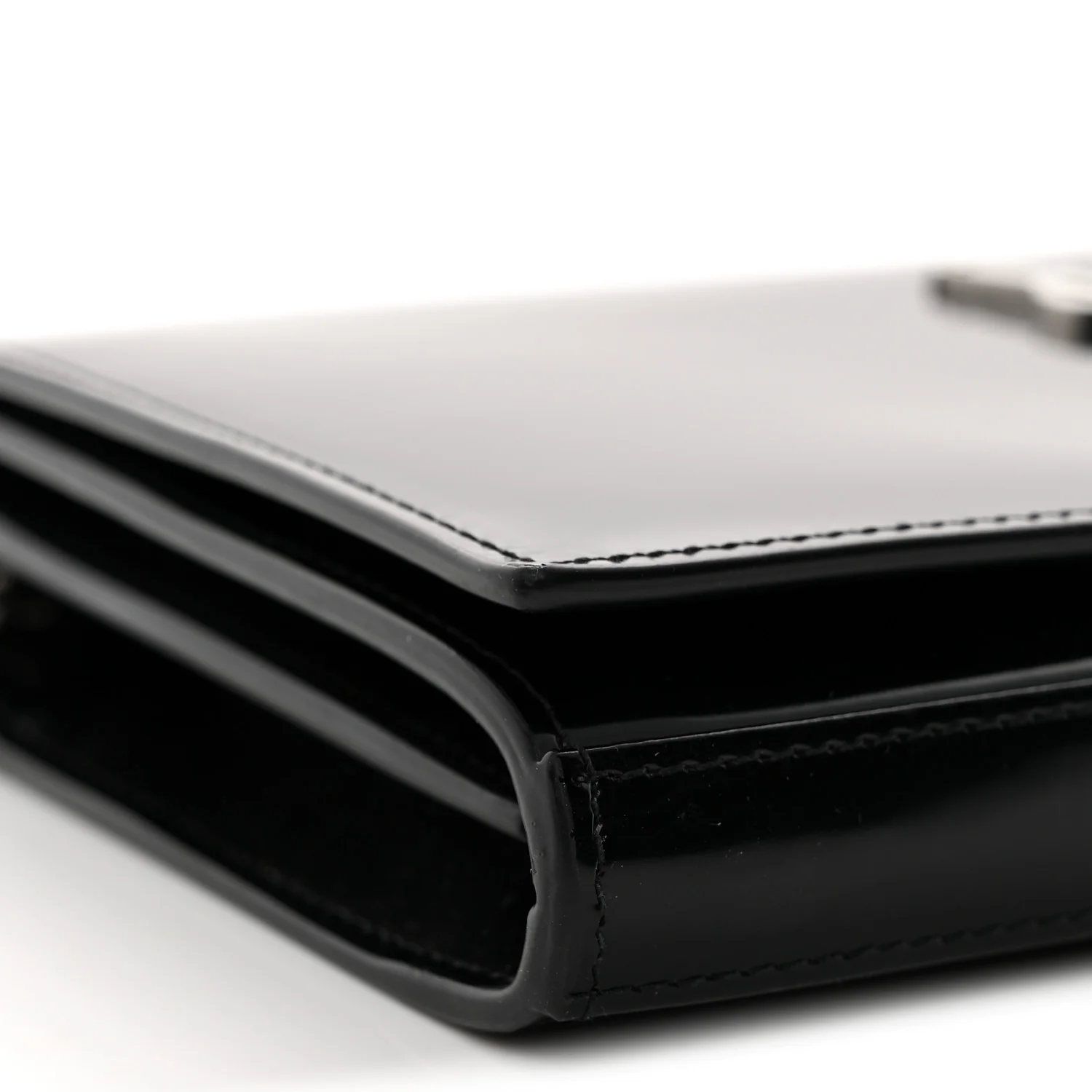 Glazed Calfskin Cassandre Wallet On Chain WOC Black