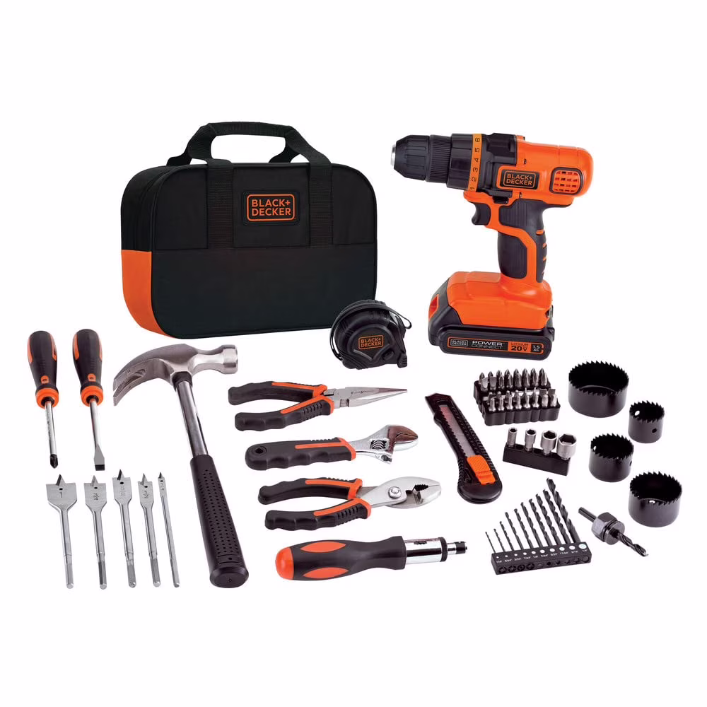 20V MAX 68-Piece Cordless Drill and Home Tool Project Kit with Tool Storage Bag (LDX120PK)