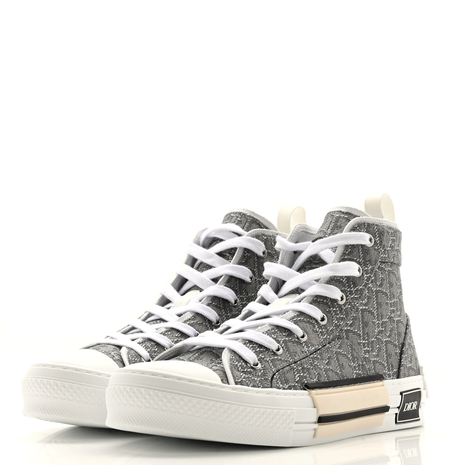 Metallic Oblique Jacquard Mens B23 High Top Sneakers 42 Grey
